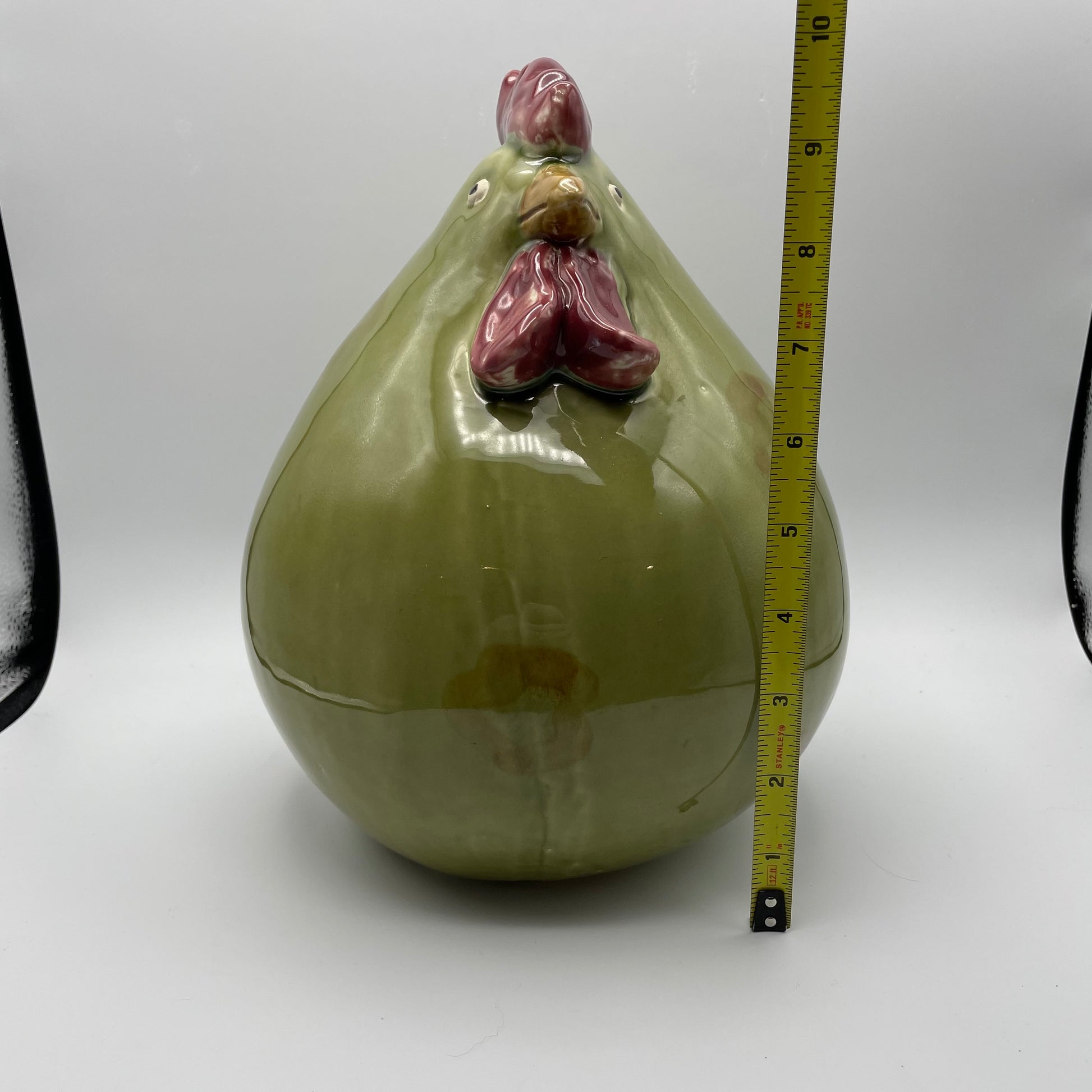 Green Chicken Ceramic Plump Large Figurine - Nostalgia 2 Now