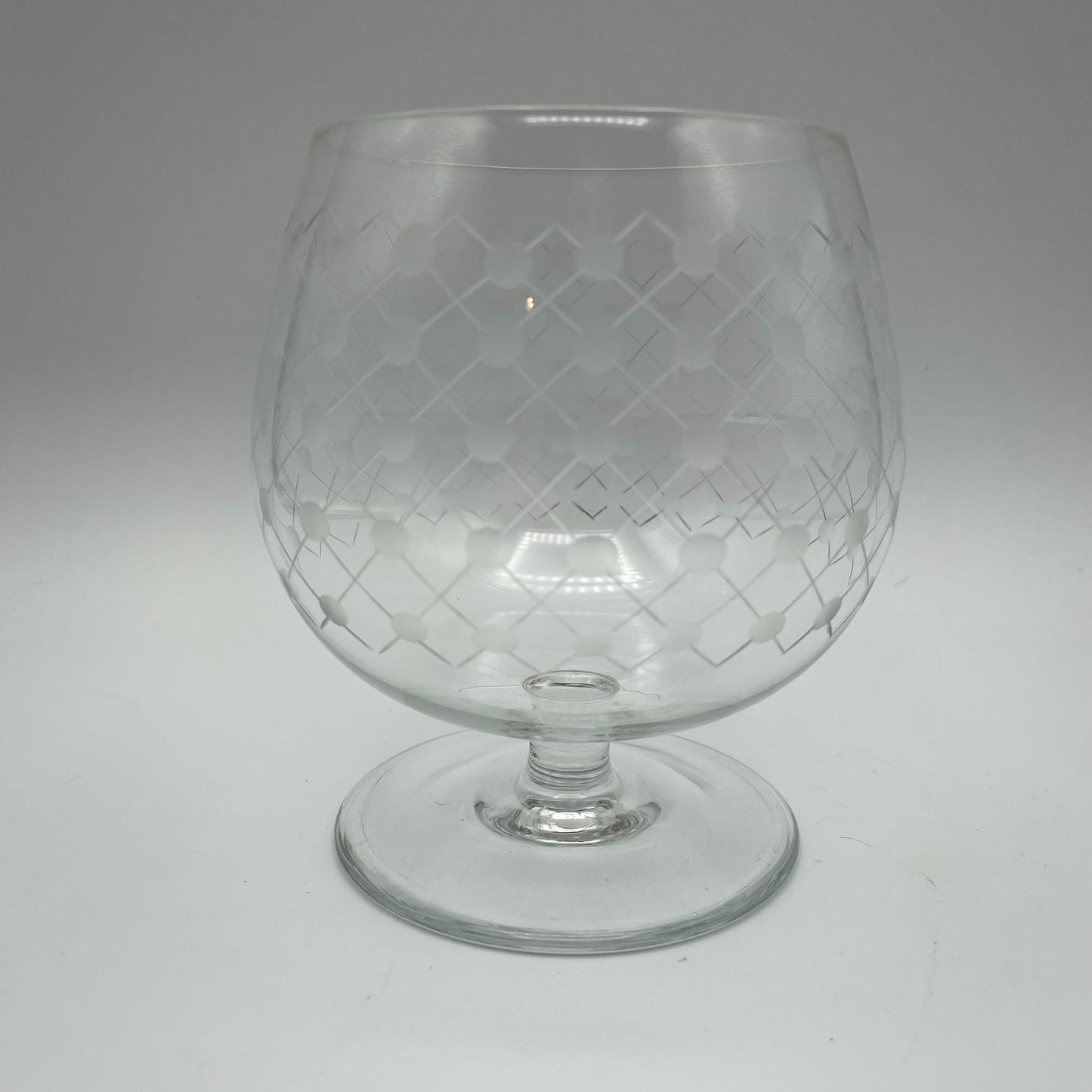 Large Crystal Etched Brandy Snifter