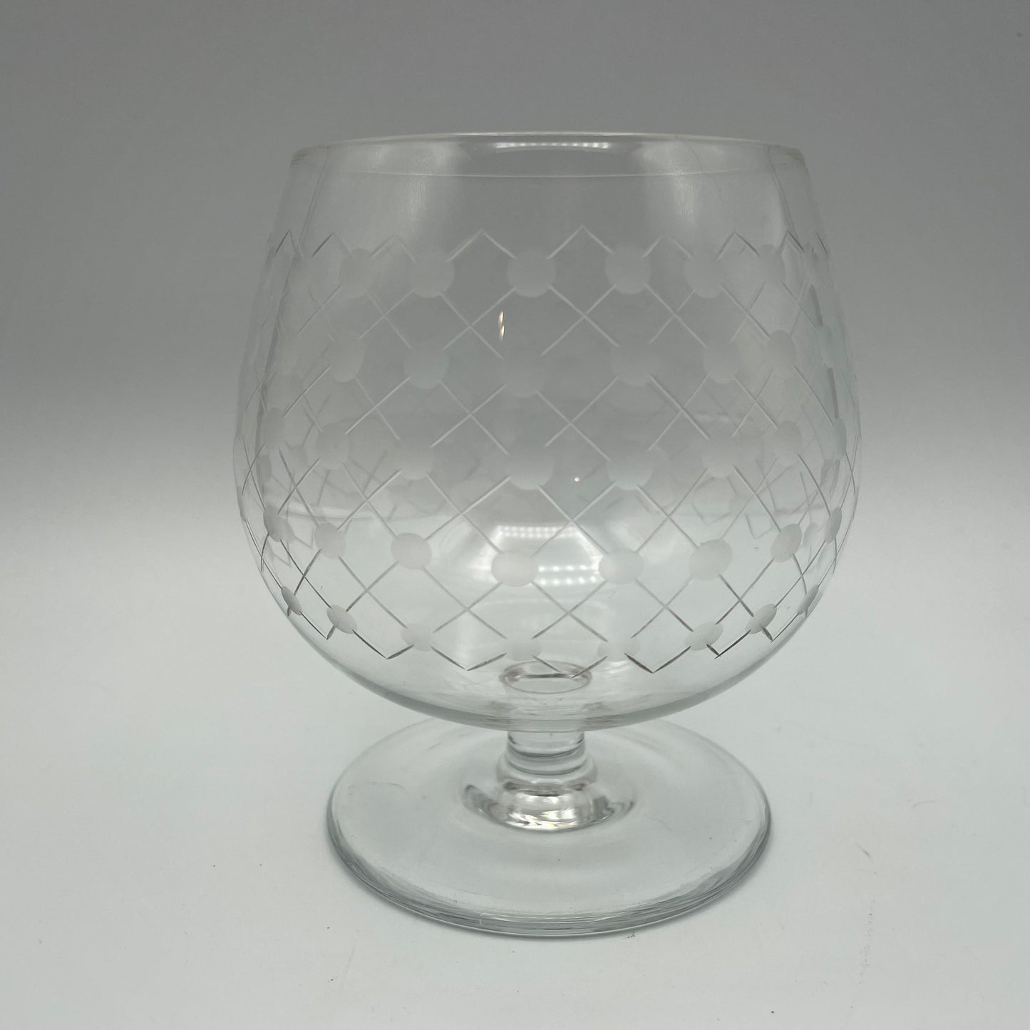 Large Crystal Etched Brandy Snifter