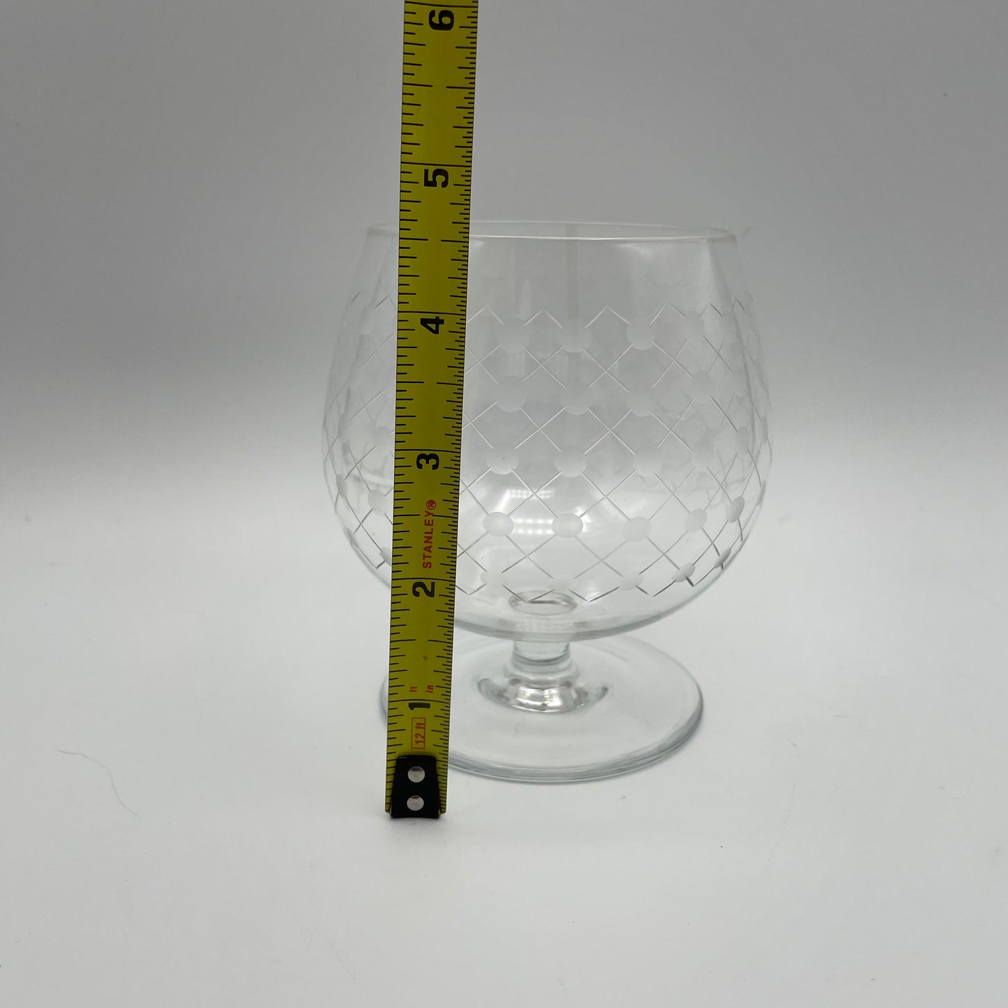 Large Crystal Etched Brandy Snifter