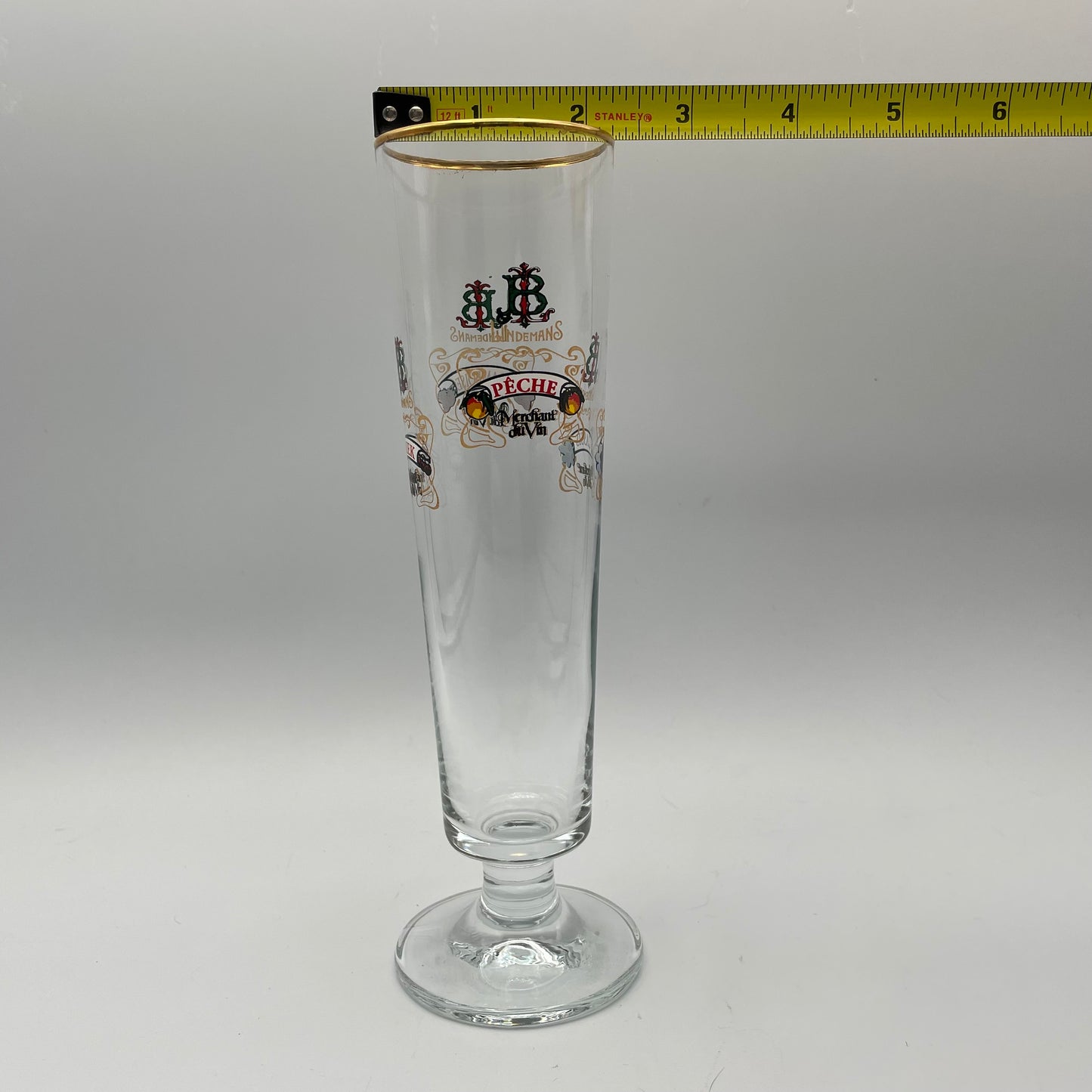Lindemans Tall Fluted Pilsner Glass Gold Rim - Framboise Kriek Pêche