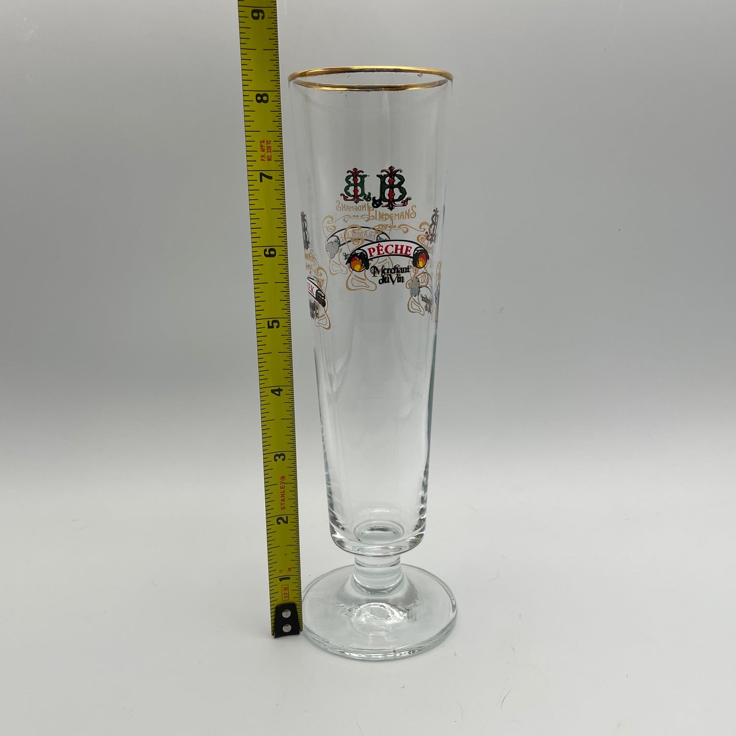 Lindemans Tall Fluted Pilsner Glass Gold Rim - Framboise Kriek Pêche