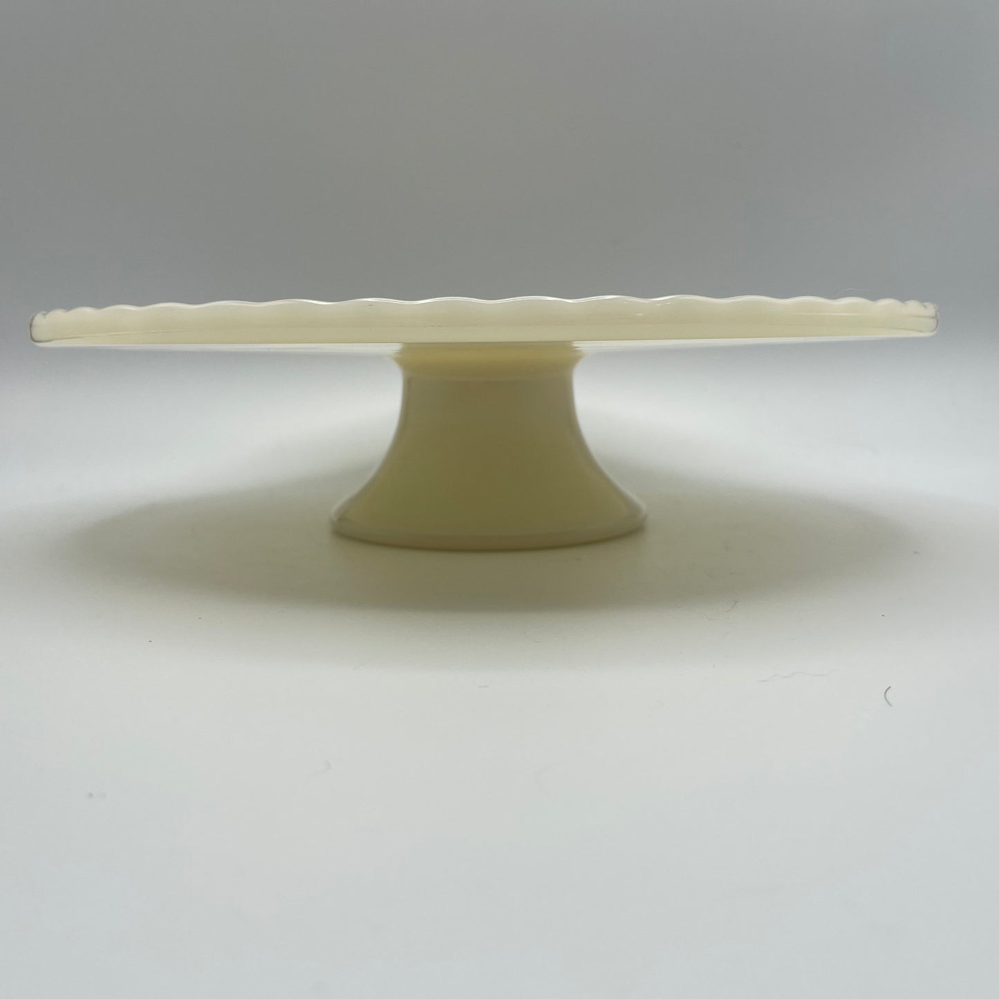 Vintage Anchor Hocking Milk Glass Cake Stand Gold Fleur De Lis Design