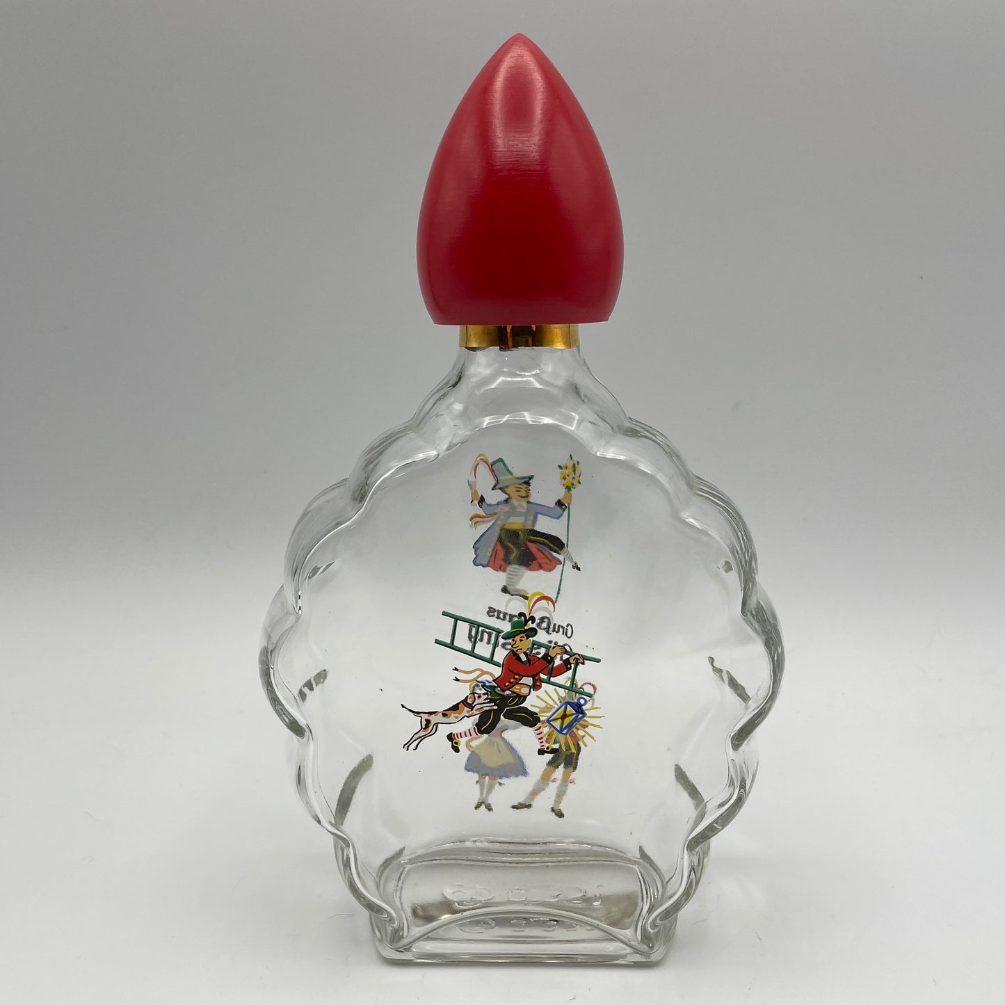 Vintage Liquor Bottle and Shot glasses, "Grub aus Gussing"