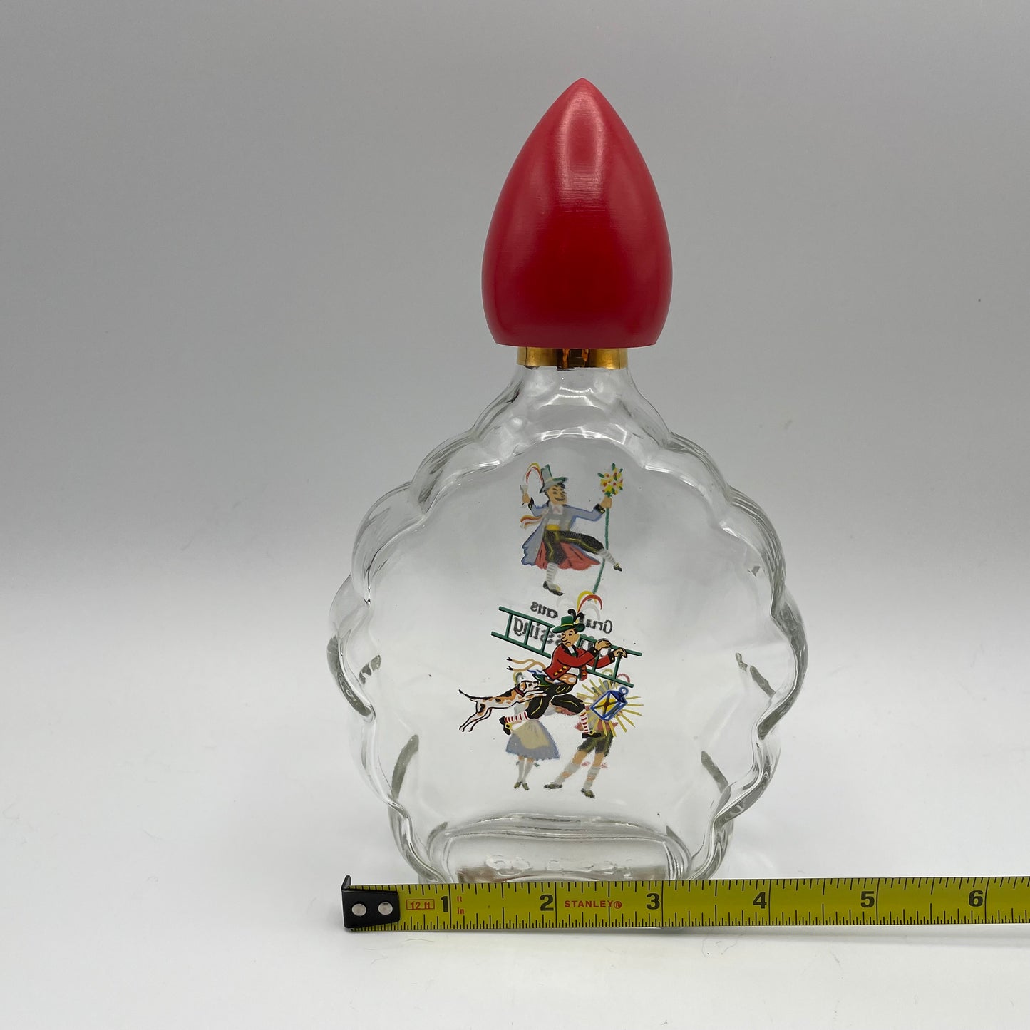 Vintage Liquor Bottle and Shot glasses, "Grub aus Gussing"