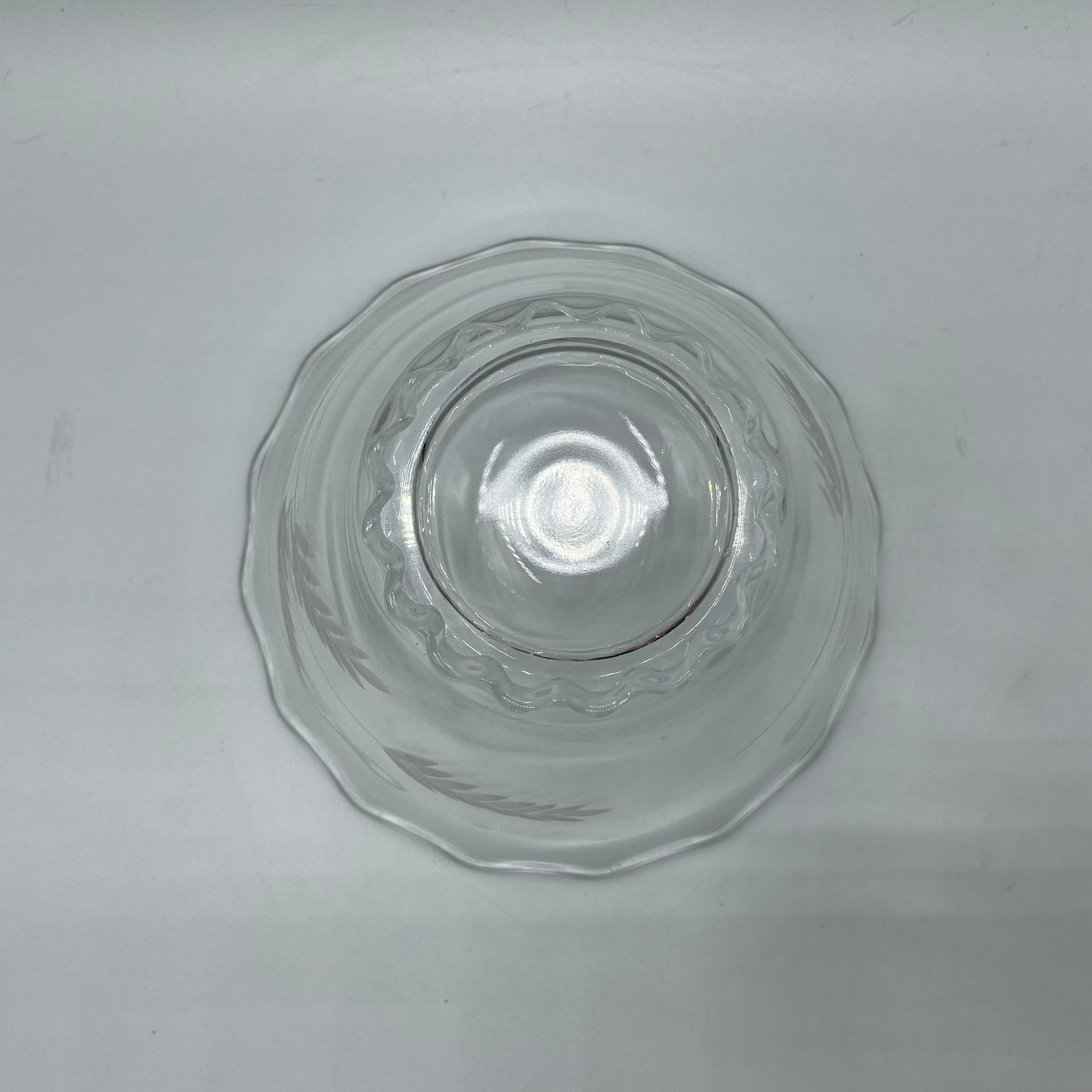 Vintage Condiment Bowl and Underplate, Etched With Wheat Pattern