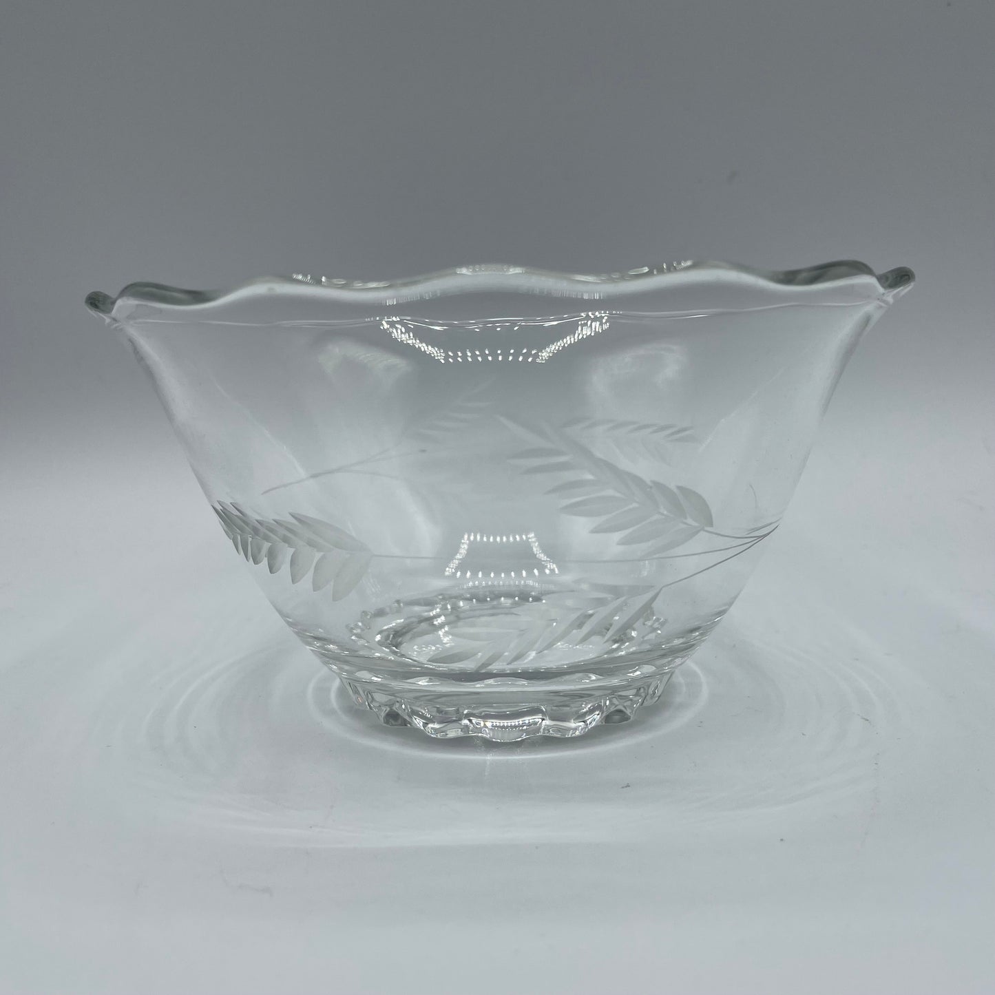 Vintage Condiment Bowl and Underplate, Etched With Wheat Pattern