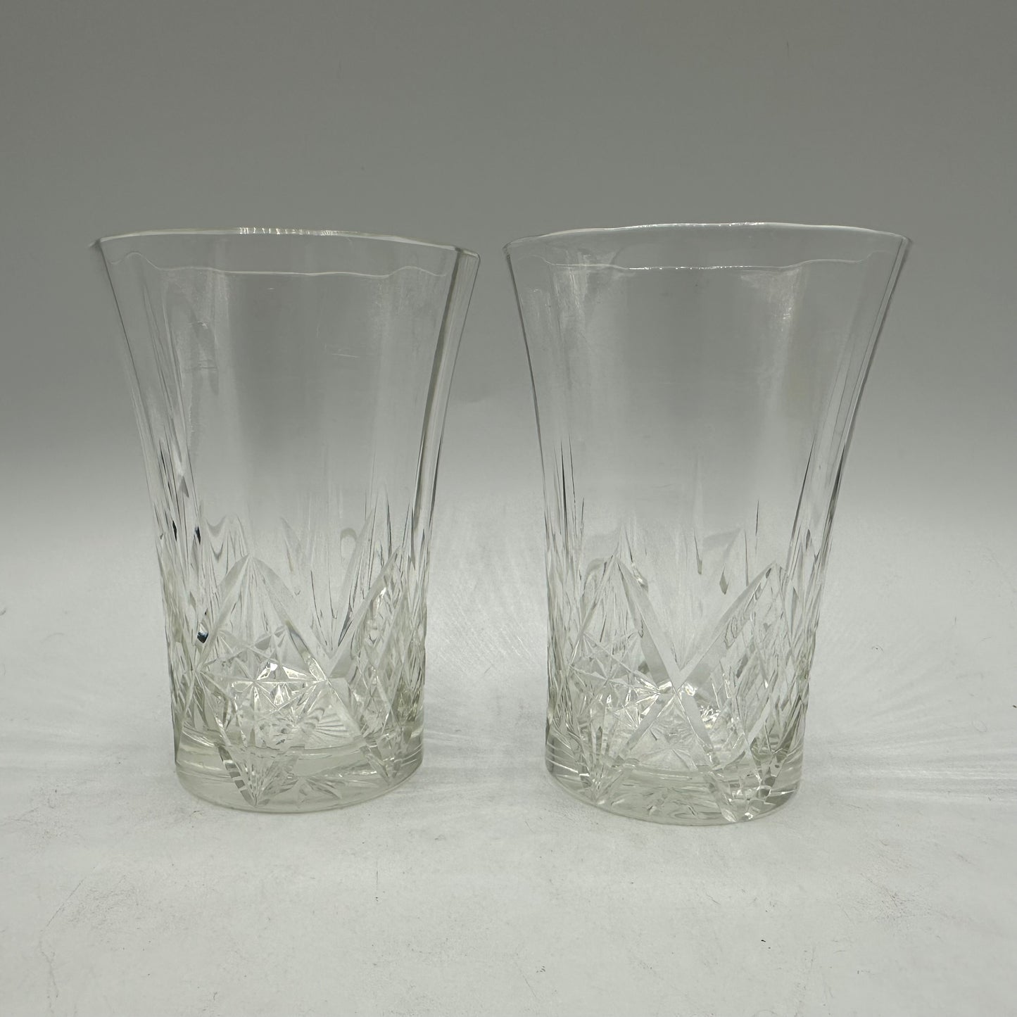 Diamond Cut Glass Juice Tumblers, Set of 2