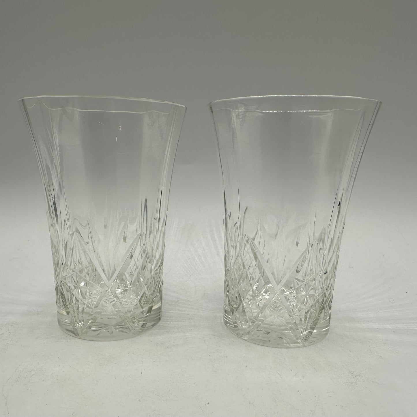 Diamond Cut Glass Juice Tumblers, Set of 2