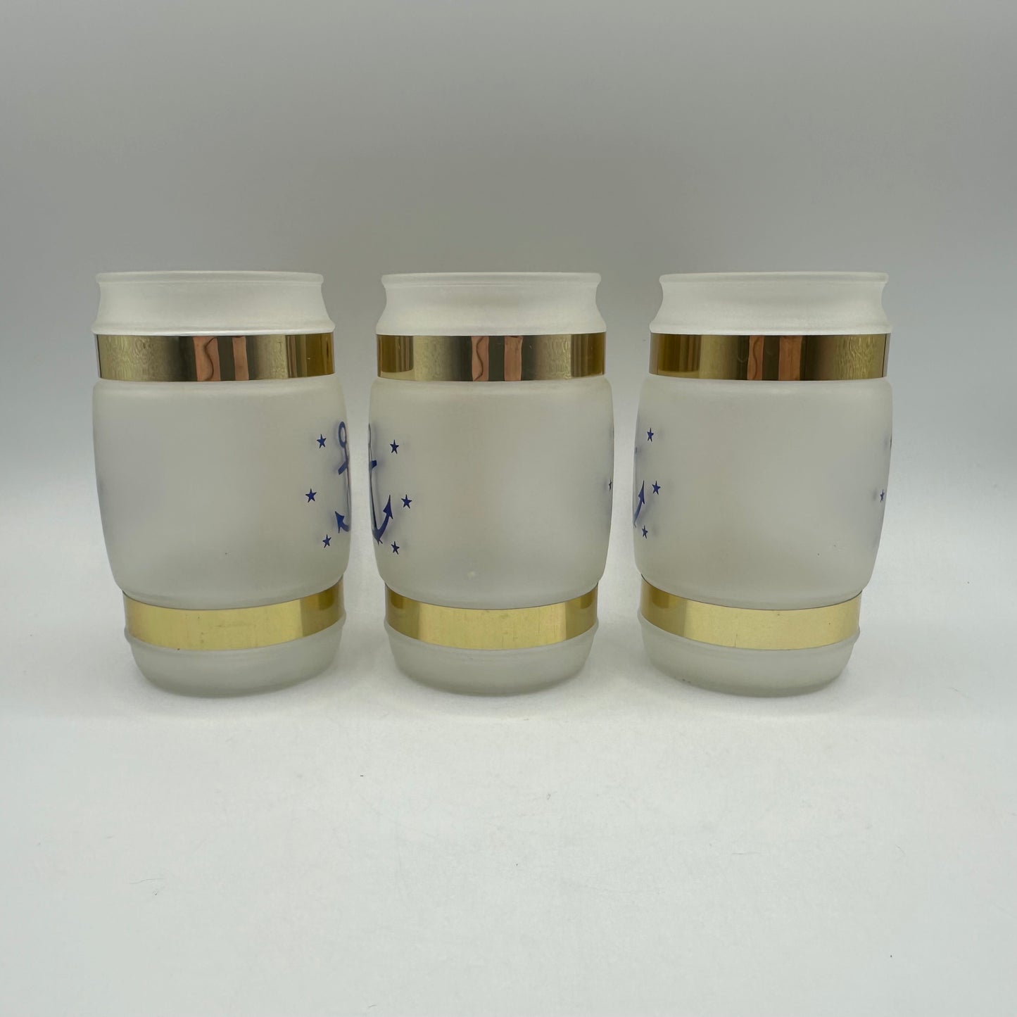 Siesta Ware Nautical Anchor Frosted Mugs with Wood Handles, Set of 6