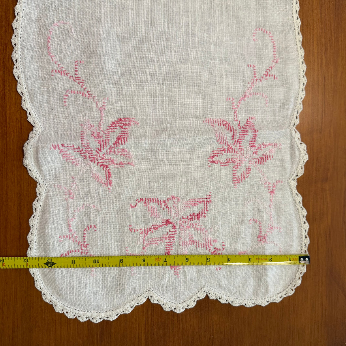 Embroidered Table Runner/Scarf Set, Pink Floral