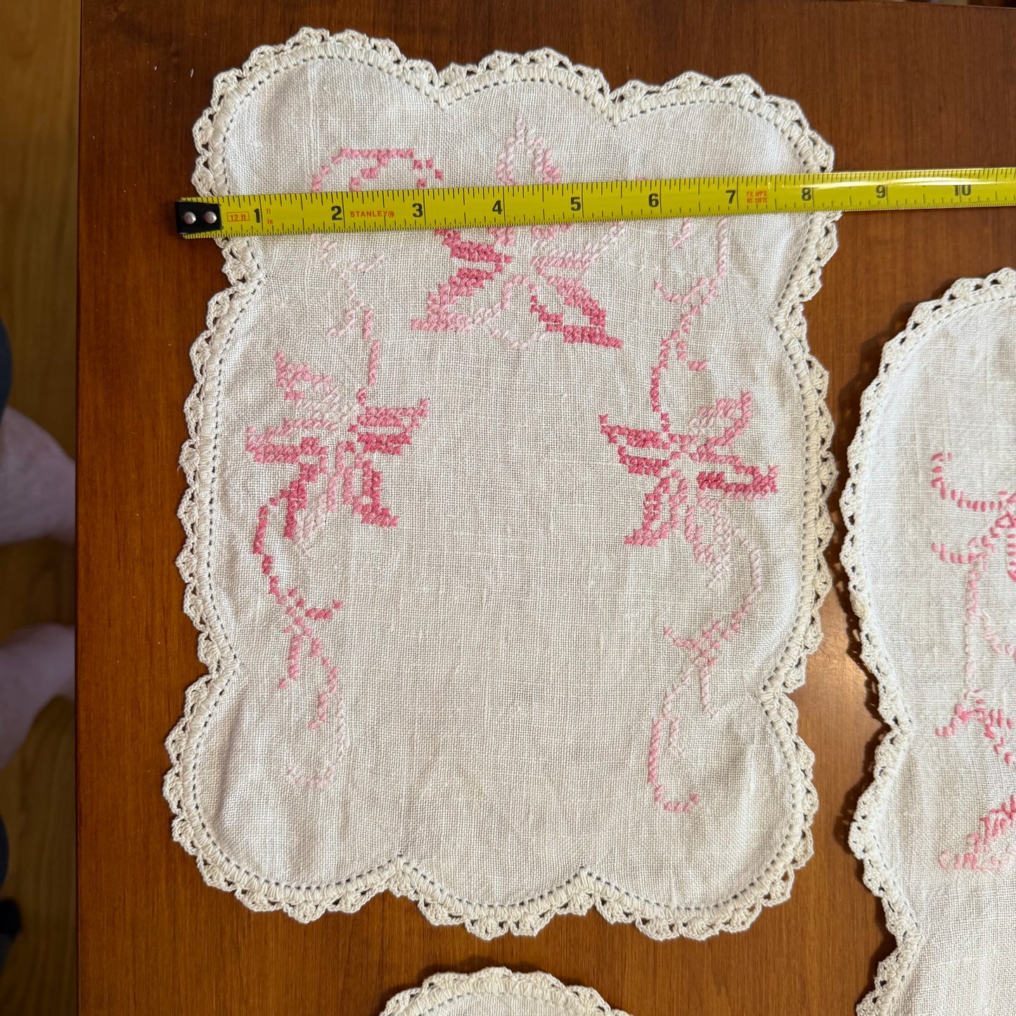 Embroidered Table Runner/Scarf Set, Pink Floral