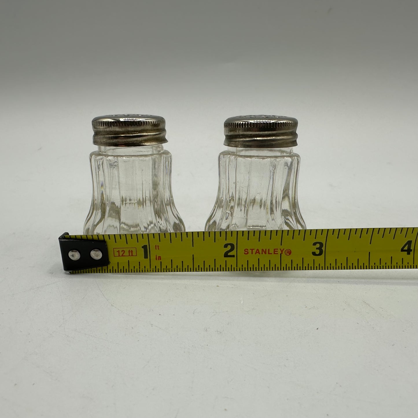 Small Clear Plastic Salt & Pepper Shakers With Metal Tops