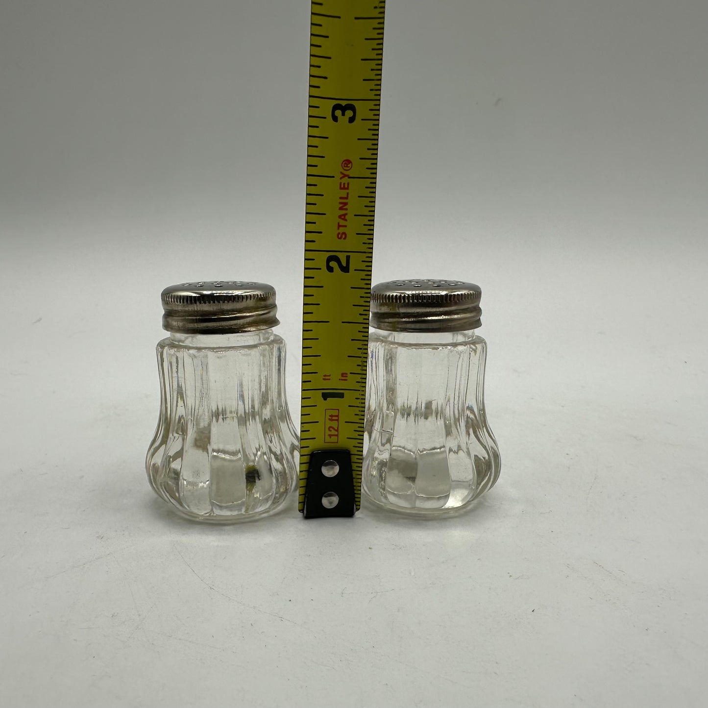 Small Clear Plastic Salt & Pepper Shakers With Metal Tops