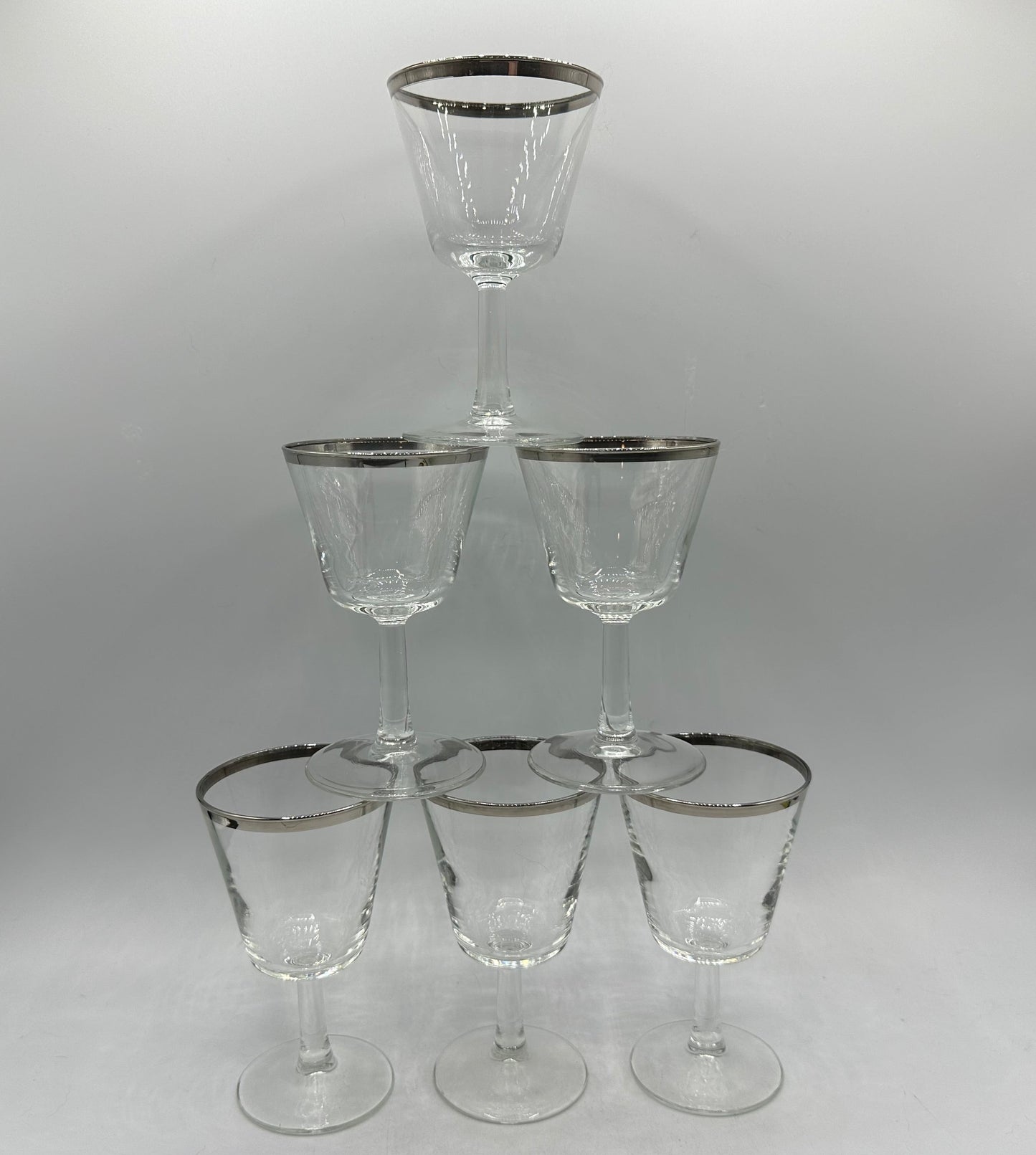 Silver Rimmed Cocktail Glasses, Set of 6