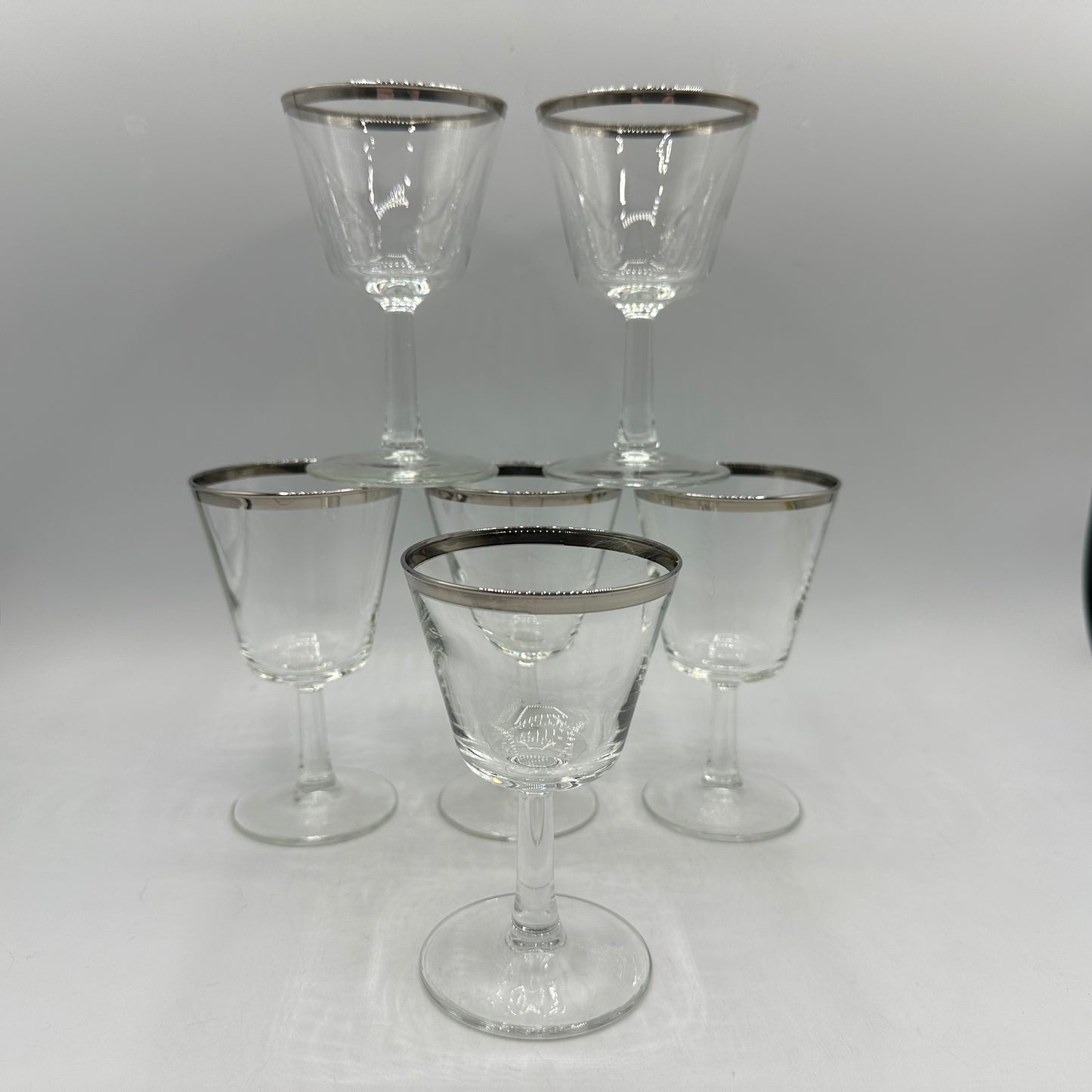 Silver Rimmed Cocktail Glasses, Set of 6