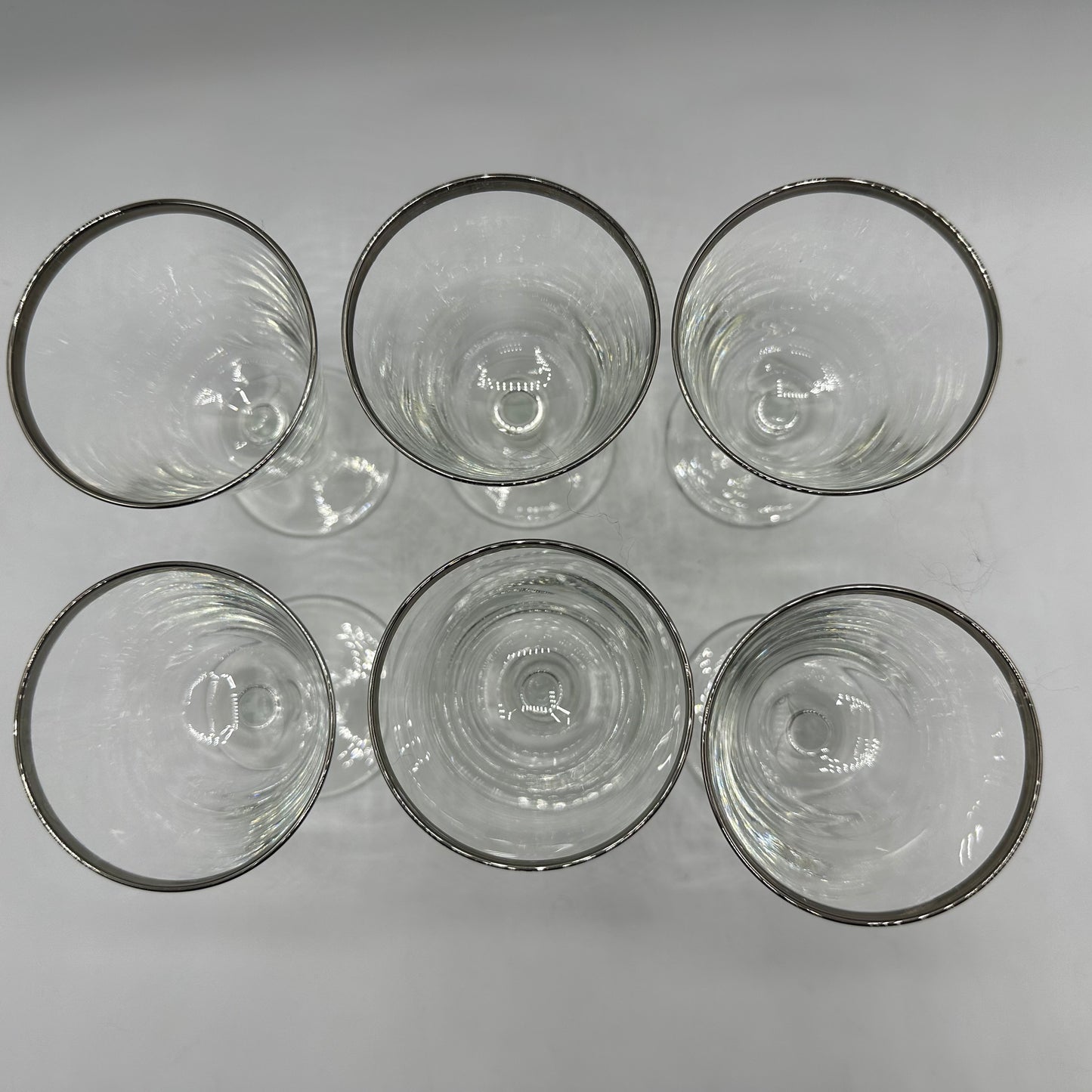 Silver Rimmed Cocktail Glasses, Set of 6