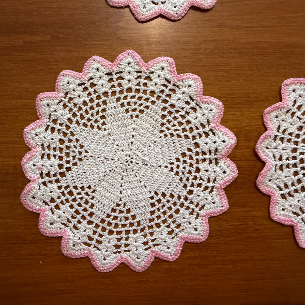 Pink & White Doilies, Set of 11