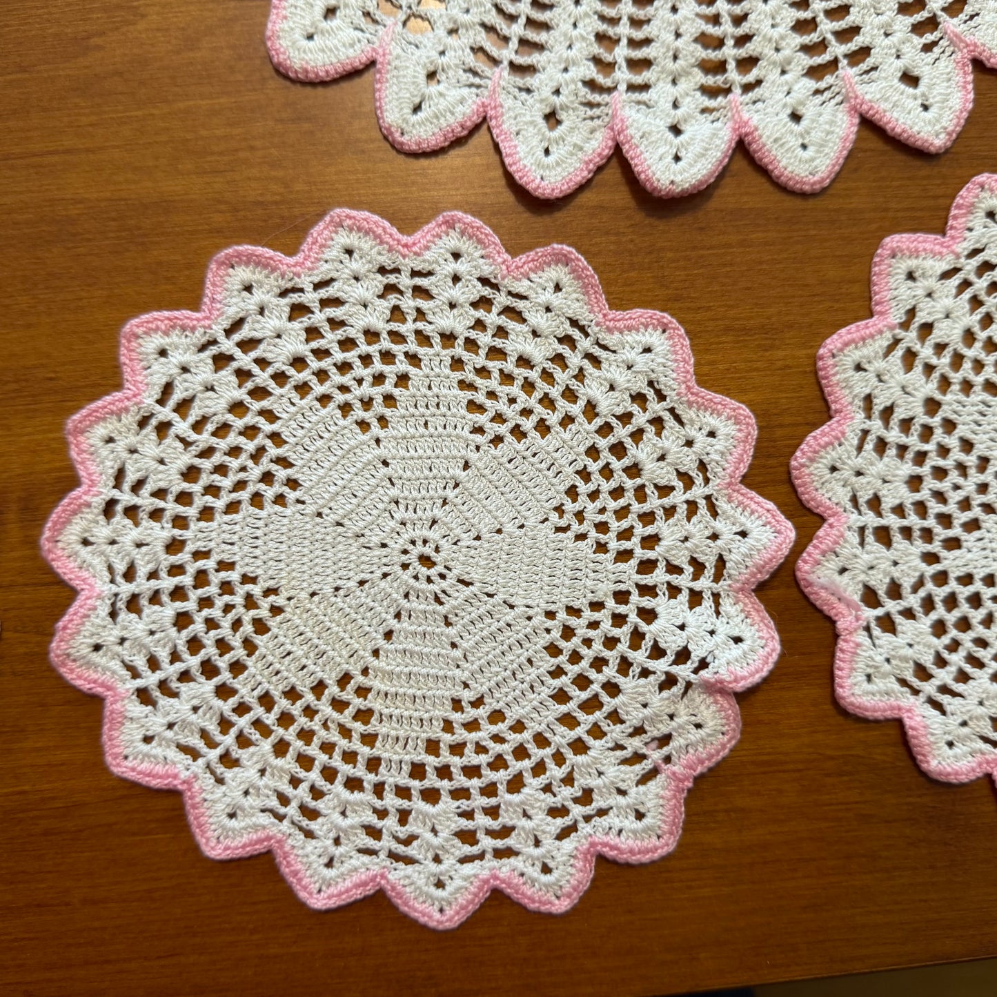 Pink & White Doilies, Set of 11