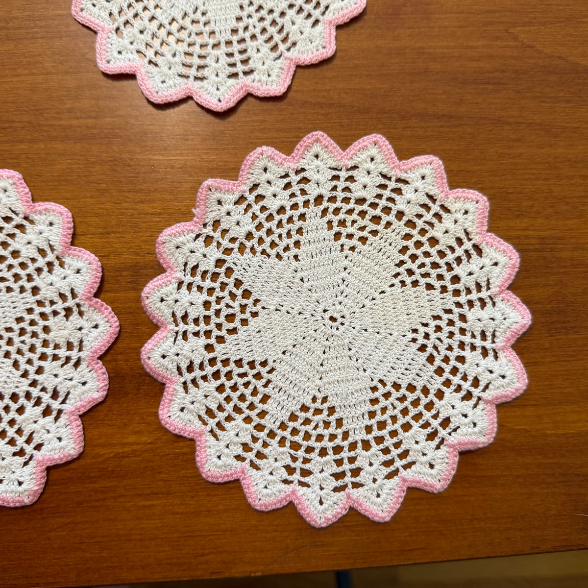 Pink & White Doilies, Set of 11