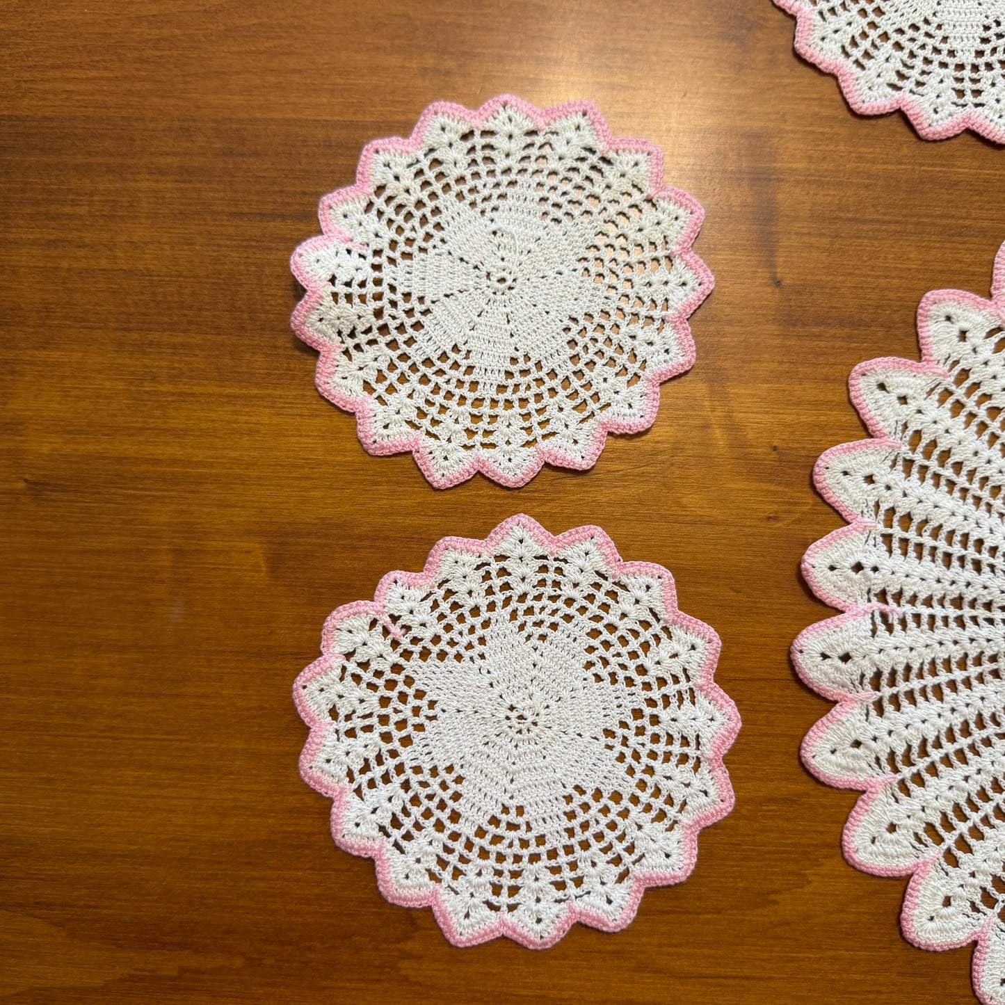 Pink & White Doilies, Set of 11