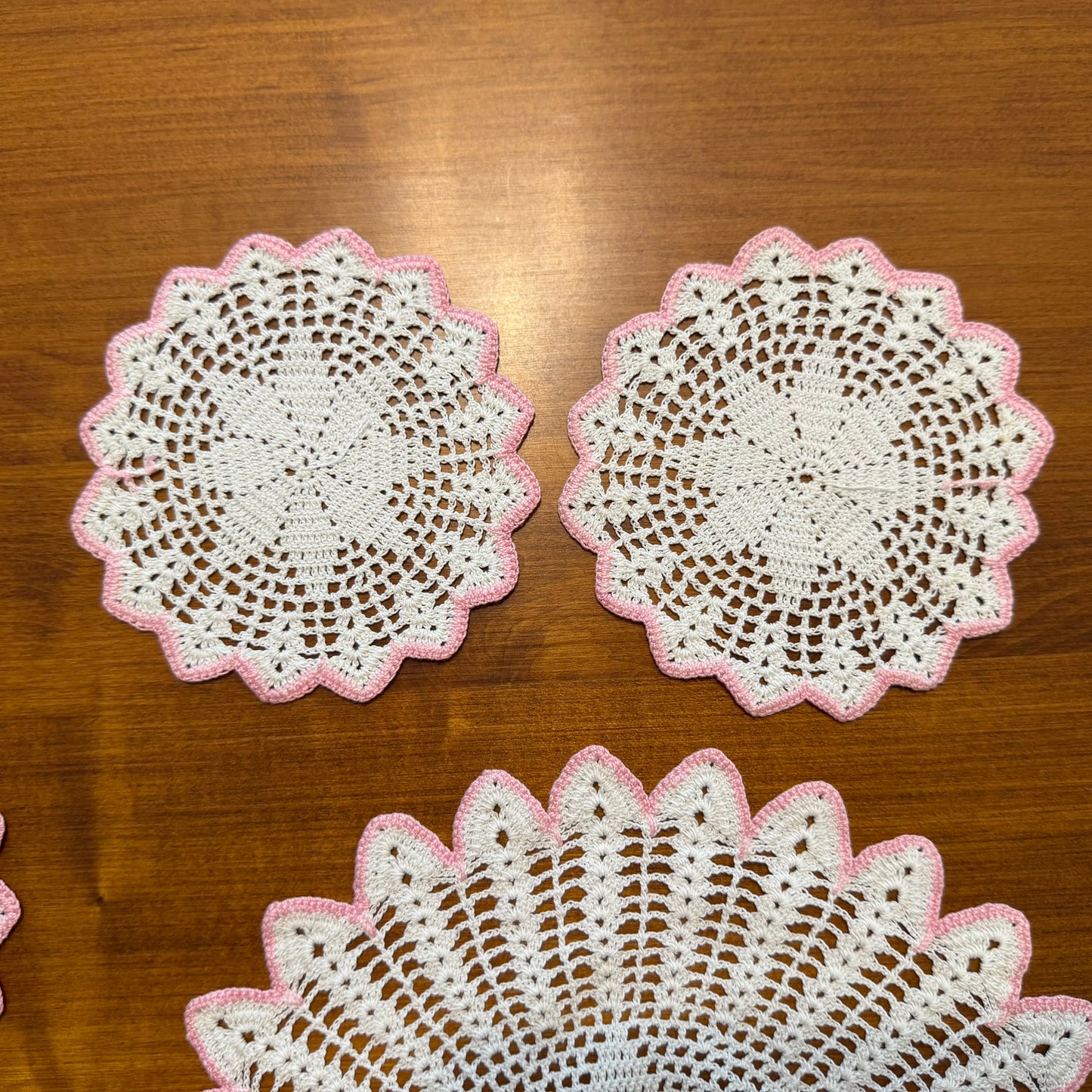 Pink & White Doilies, Set of 11