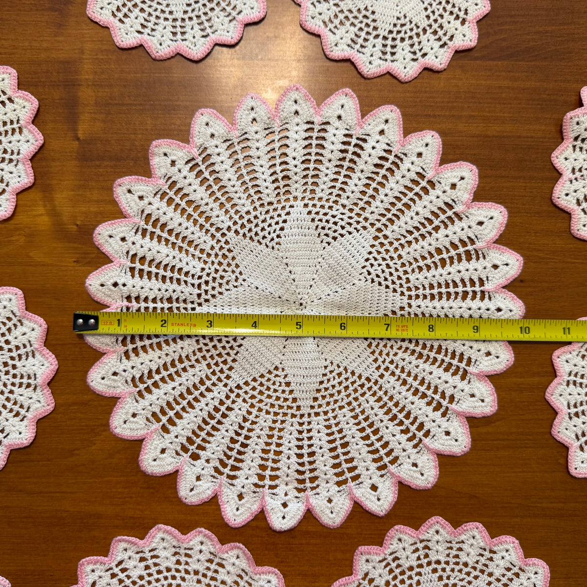 Pink & White Doilies, Set of 11