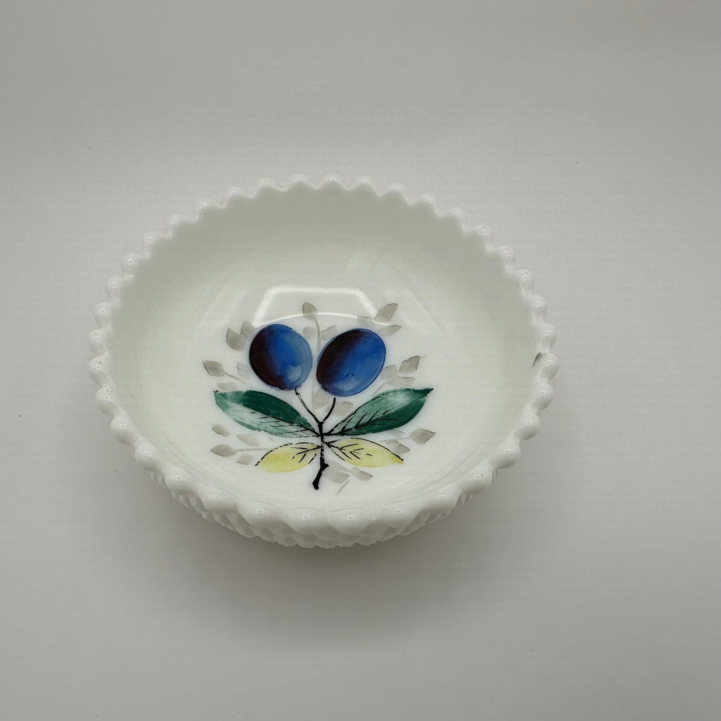 Westmoreland Milk Glass Floral Painted Dish