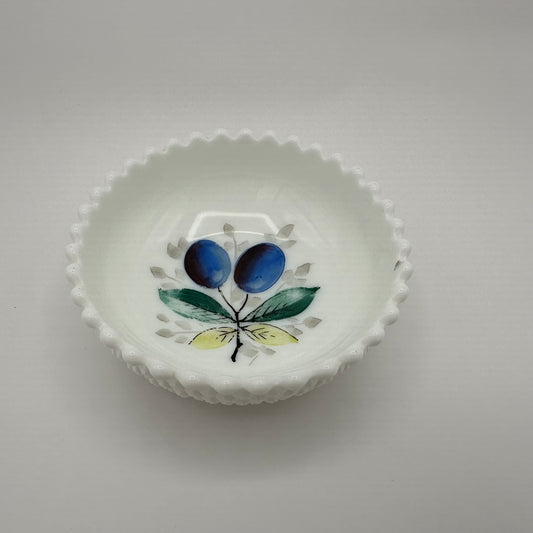 Westmoreland Milk Glass Floral Painted Dish