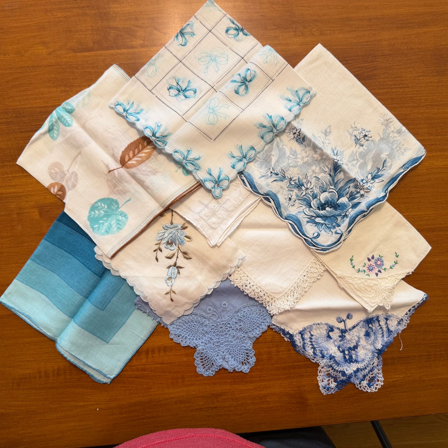 Blue and Brown Hankies, Lot of 10