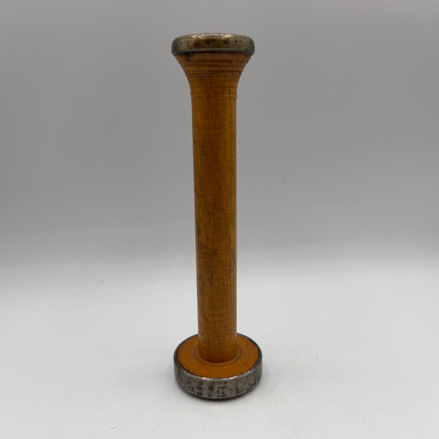 Wood and Metal Spindal Candle Holders With Candles, Set of 3