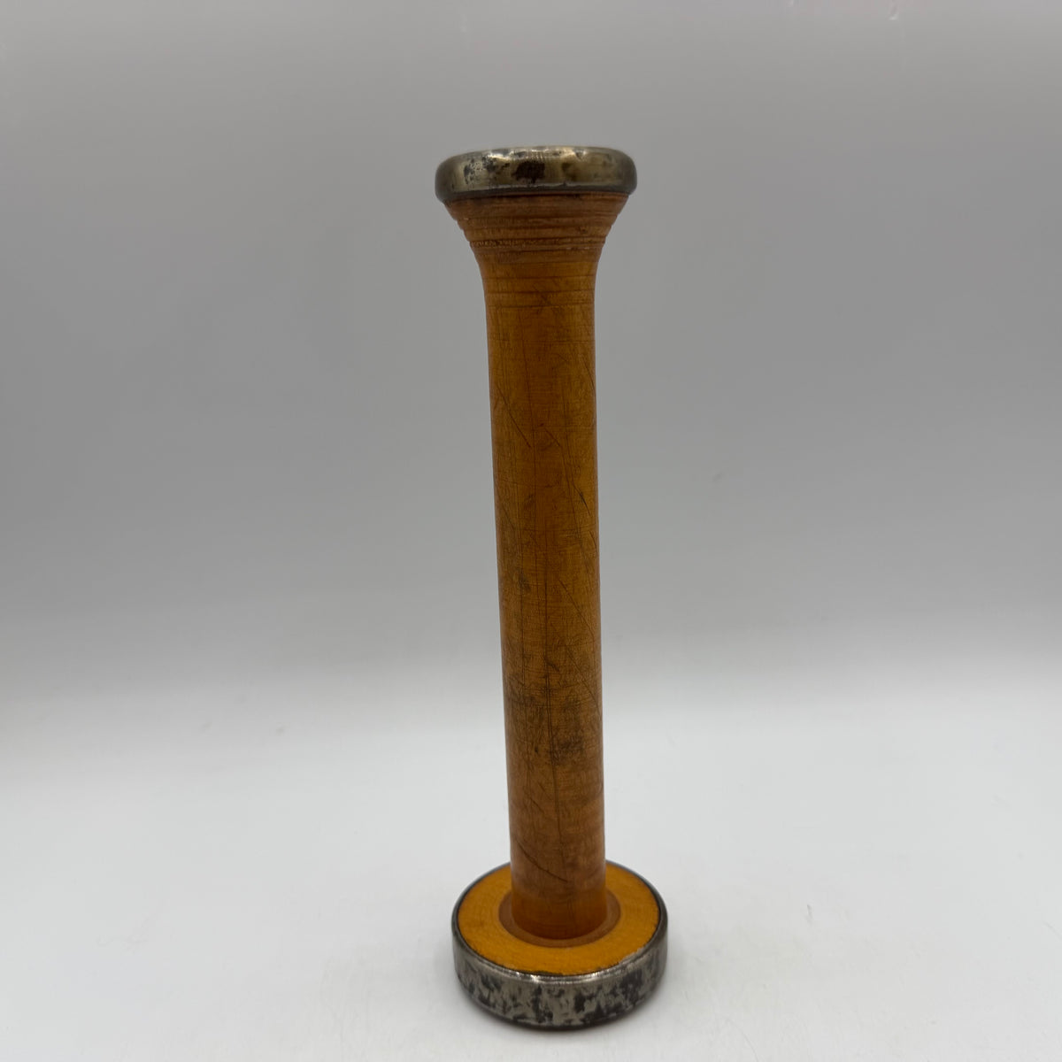 Wood and Metal Spindal Candle Holders With Candles, Set of 3
