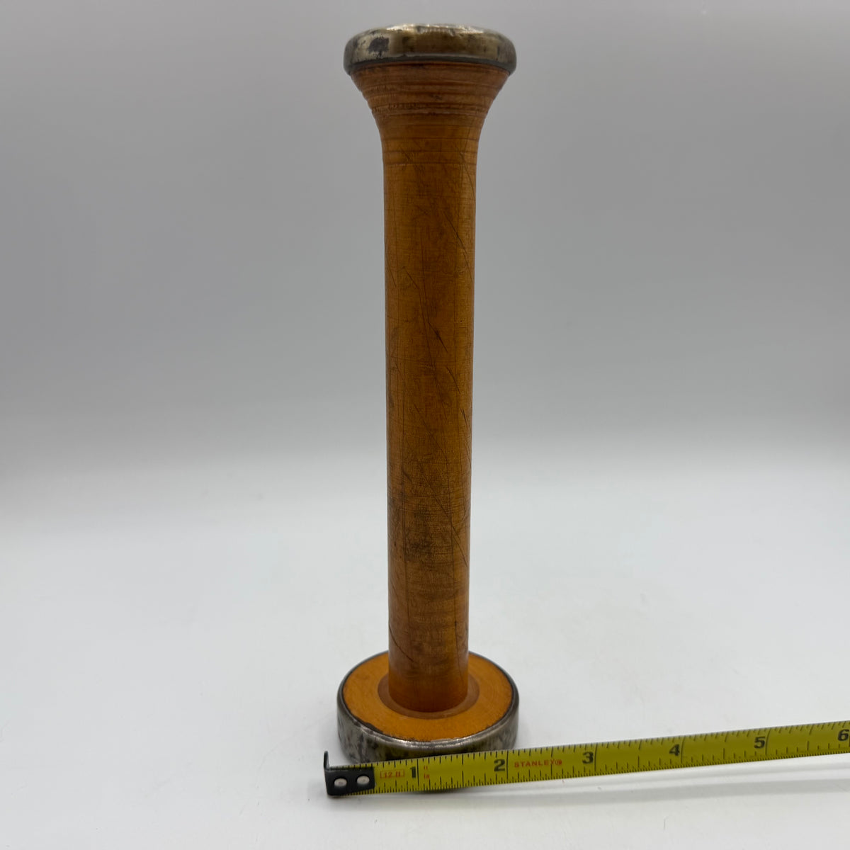 Wood and Metal Spindal Candle Holders With Candles, Set of 3
