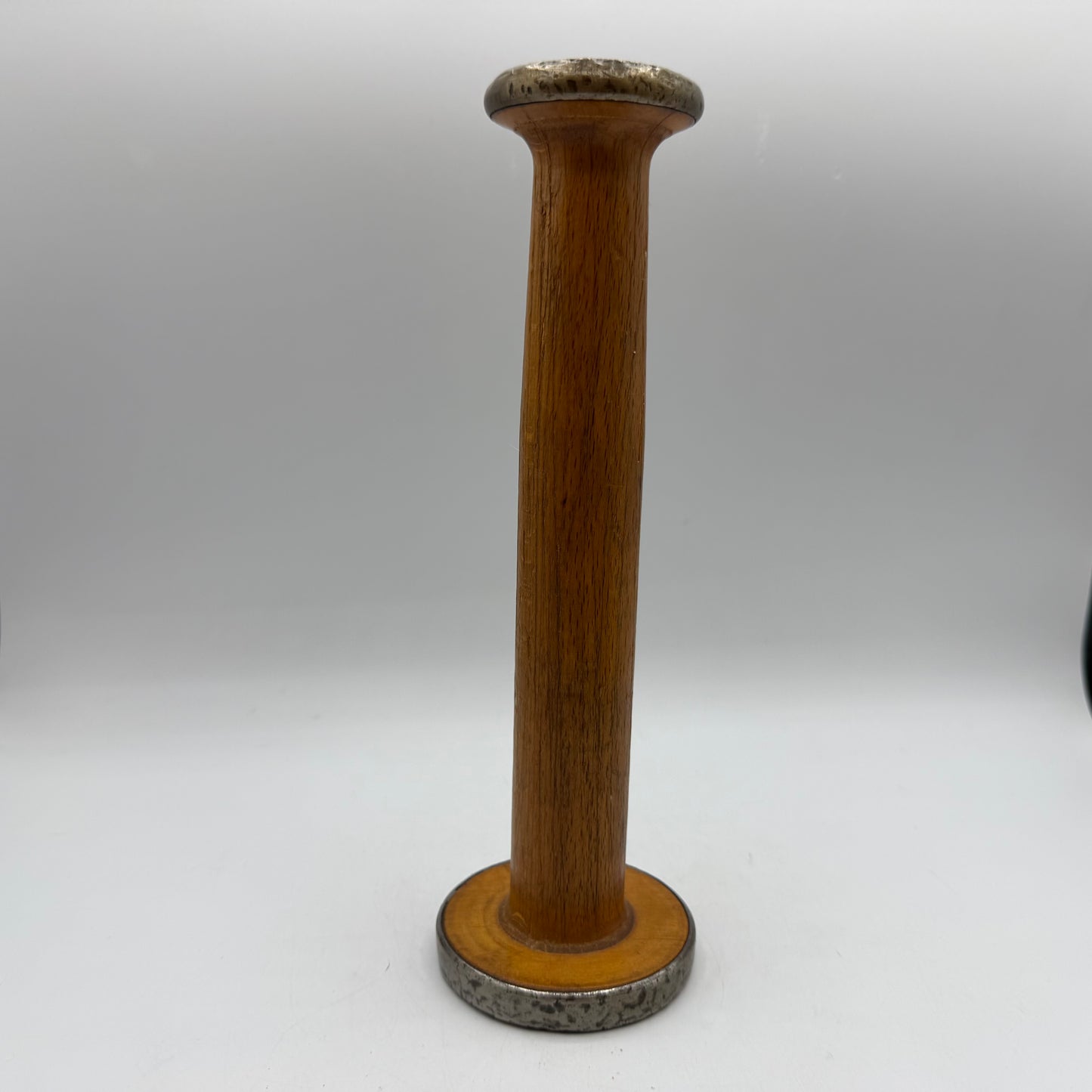 Wood and Metal Spindal Candle Holders With Candles, Set of 3