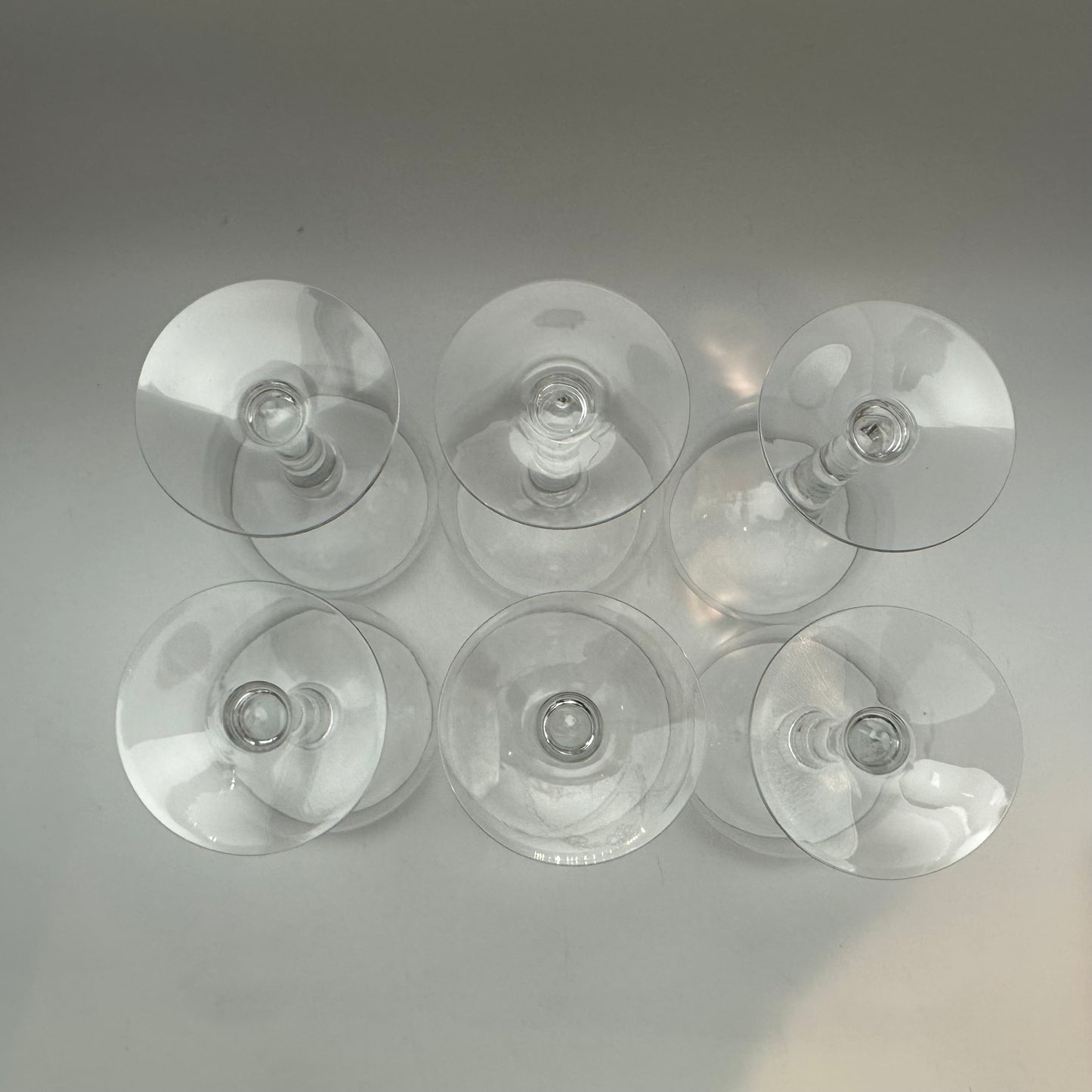 Wine Glasses, Clear Flat Bowl, Set of 6