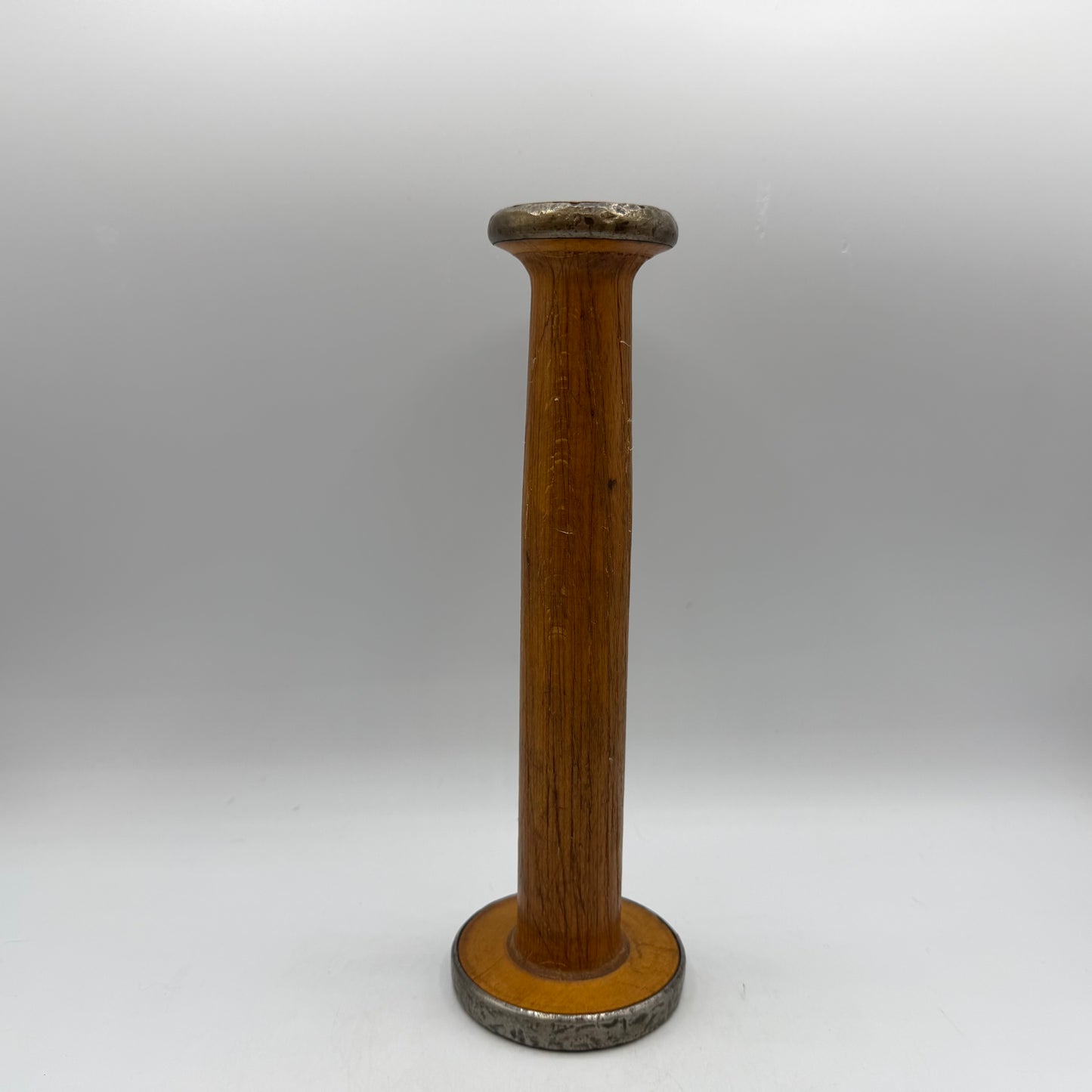 Wood and Metal Spindal Candle Holders With Candles, Set of 3