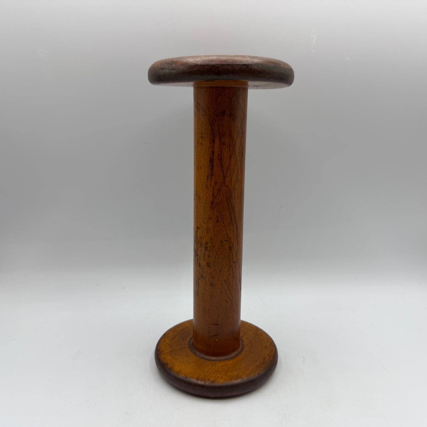 Wood and Metal Spindal Candle Holders With Candles, Set of 3