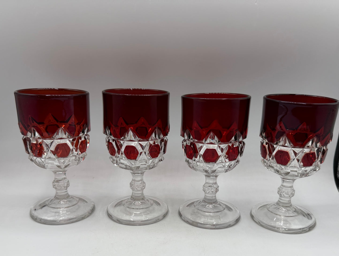 Doyle & Co Red Block Goblet, Set of 4,Circa 1890