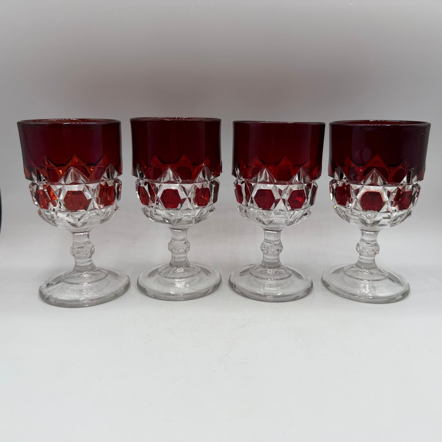 Doyle & Co Red Block Goblet, Set of 4,Circa 1890