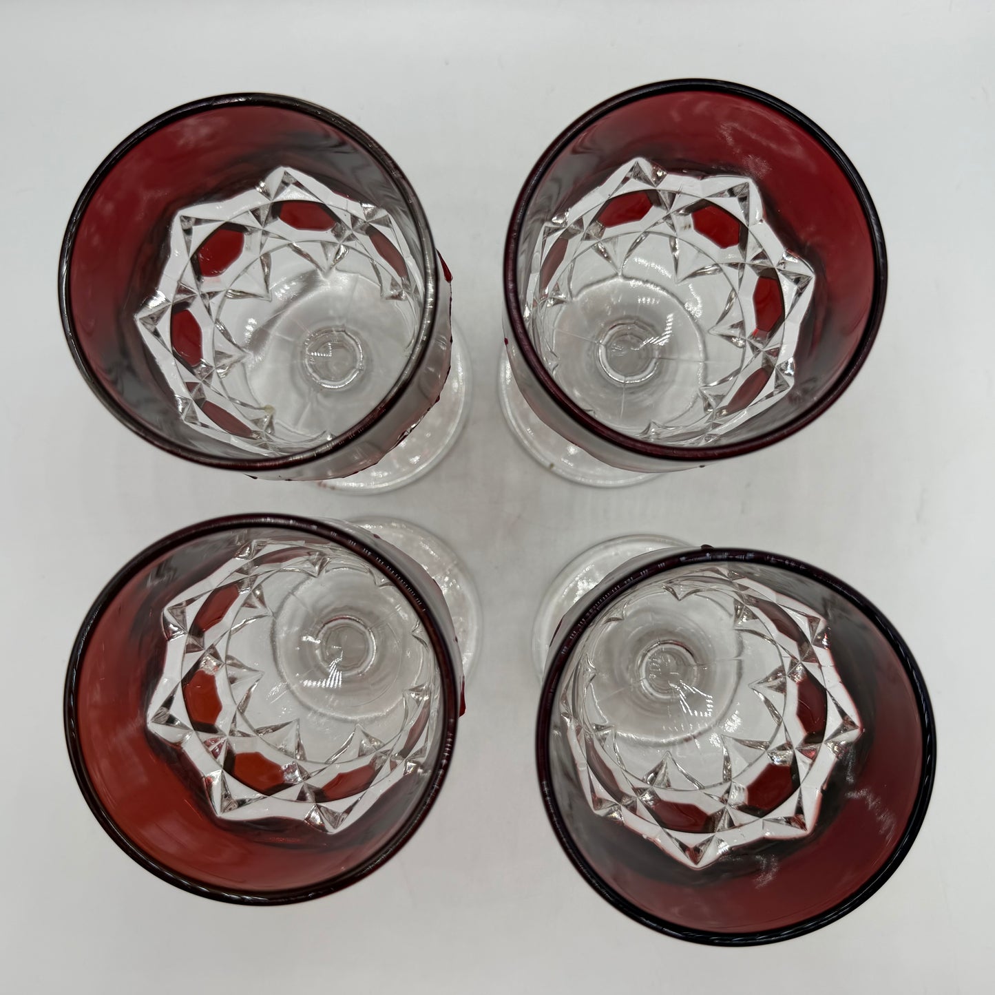 Doyle & Co Red Block Goblet, Set of 4,Circa 1890