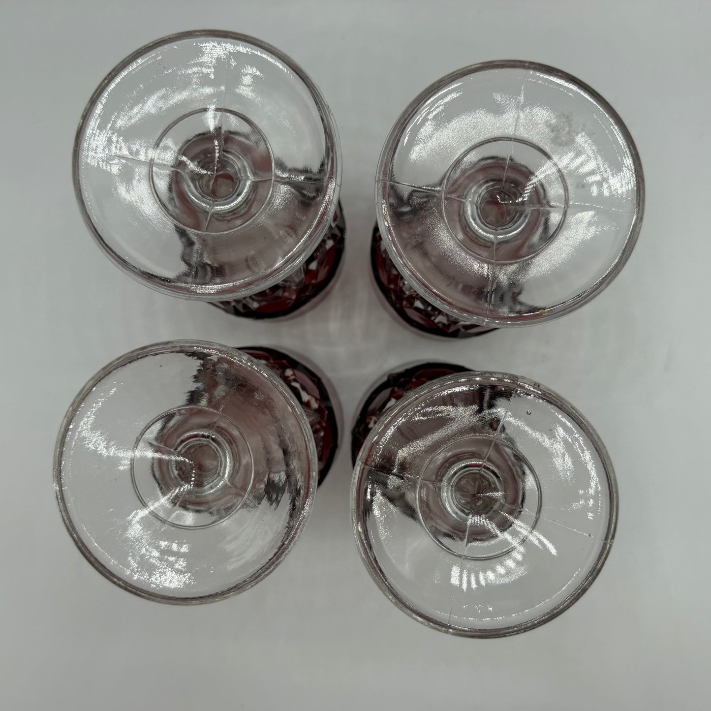 Doyle & Co Red Block Goblet, Set of 4,Circa 1890