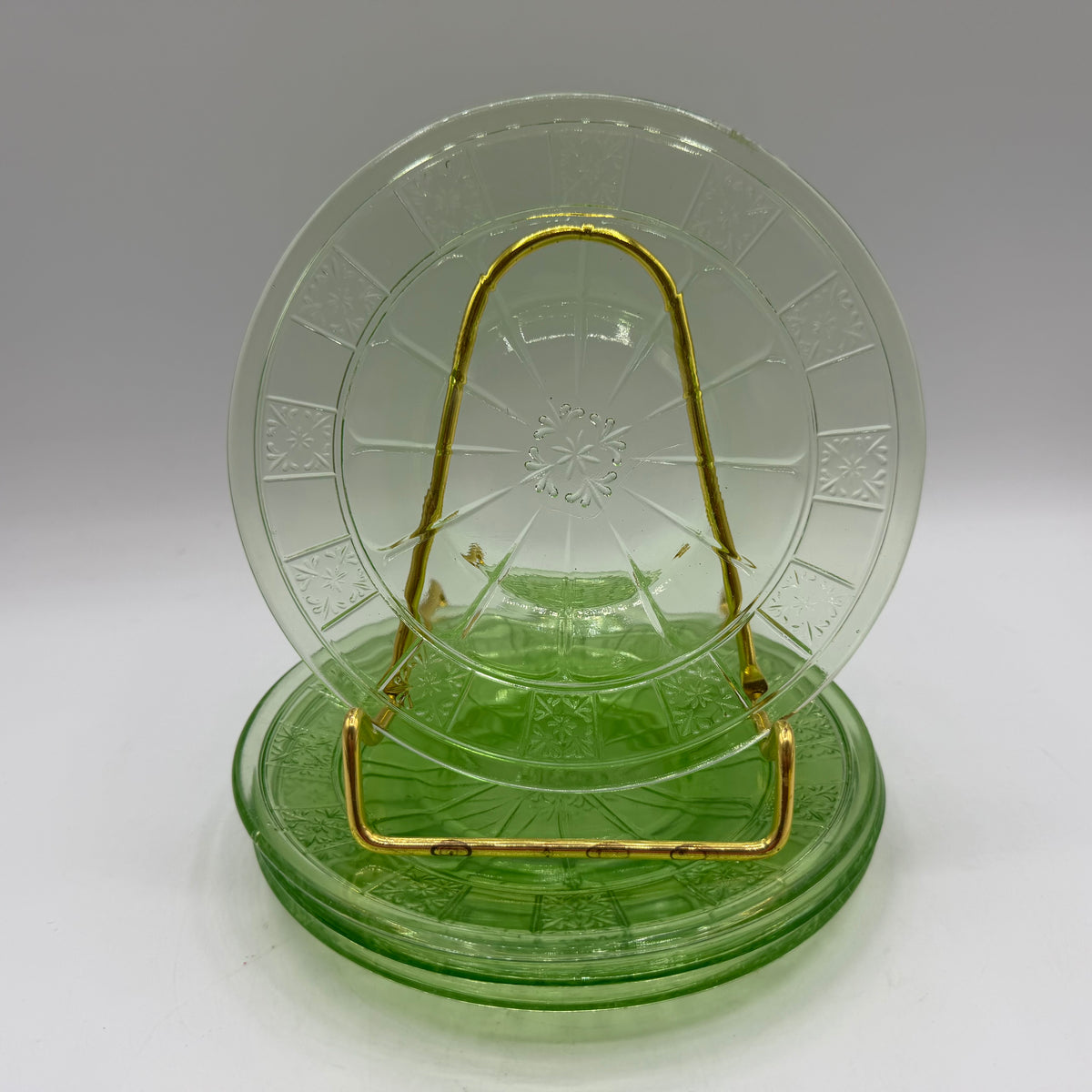 Jeannette Doric Uranium Bread and Butter Plate, Set of 4