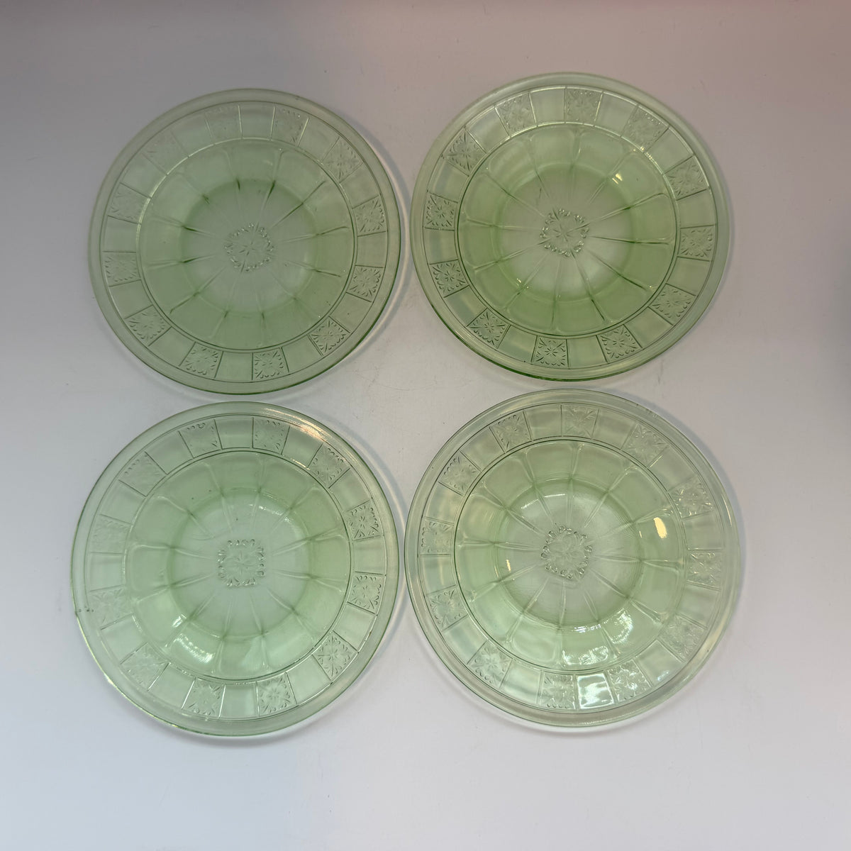 Jeannette Doric Uranium Bread and Butter Plate, Set of 4