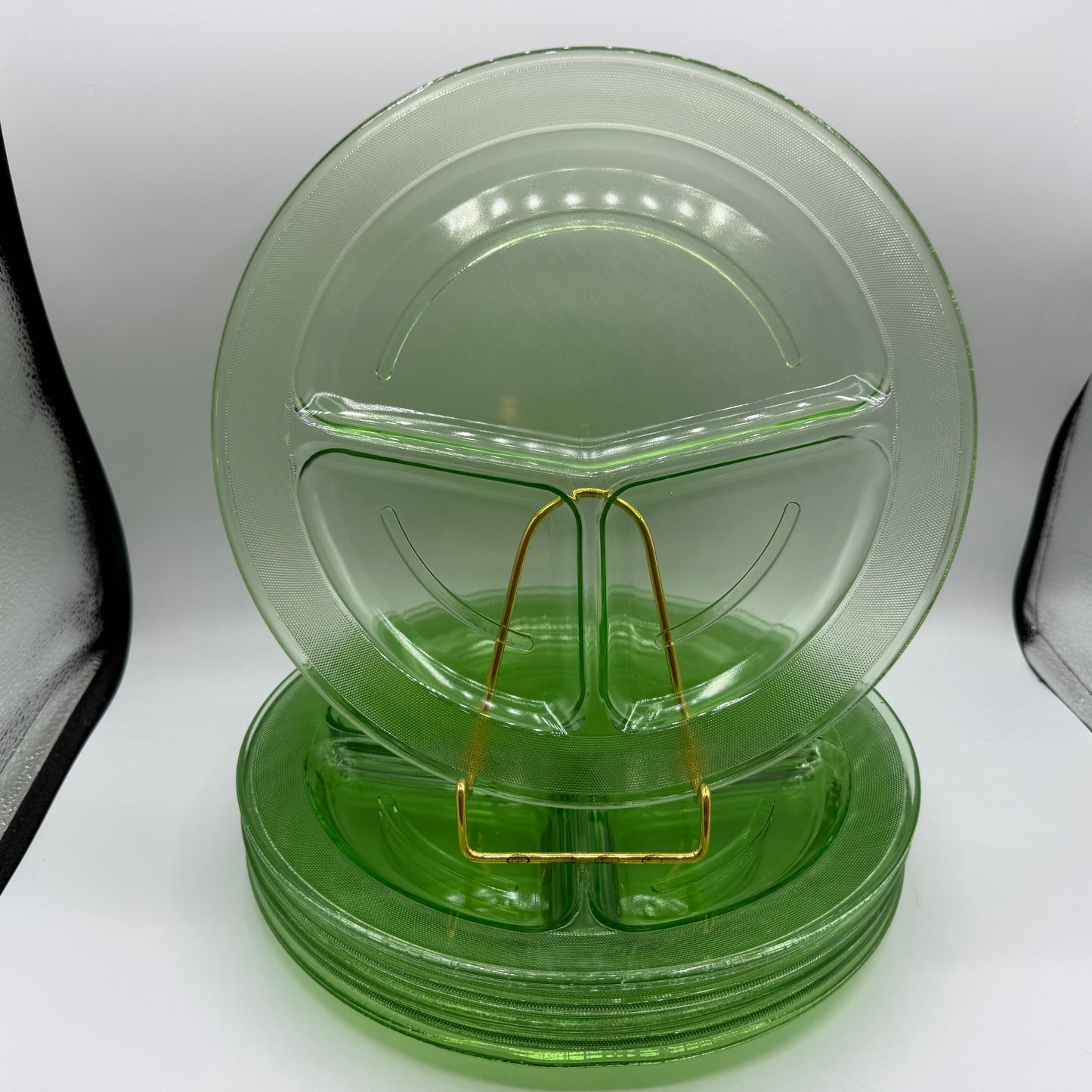 Uranium Grill Plates, Depression Glass, Set of 6