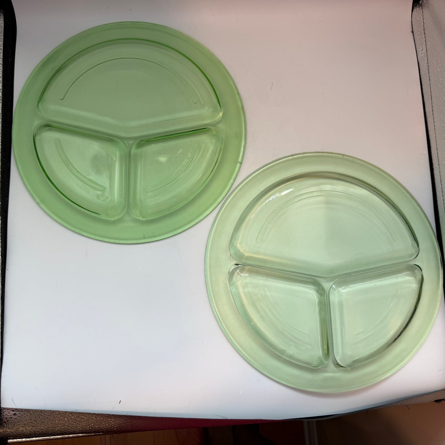 Uranium Grill Plates, Depression Glass, Set of 6