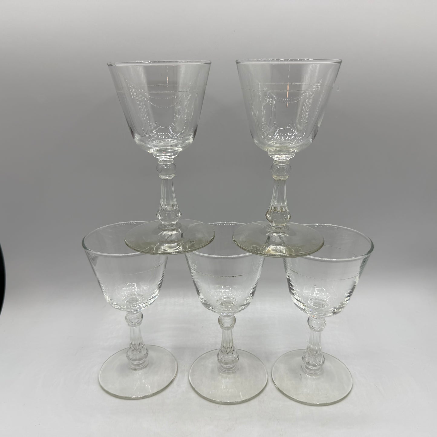 Libbey Colombian Clear Cocktail Glasses, Lined , Set of 5