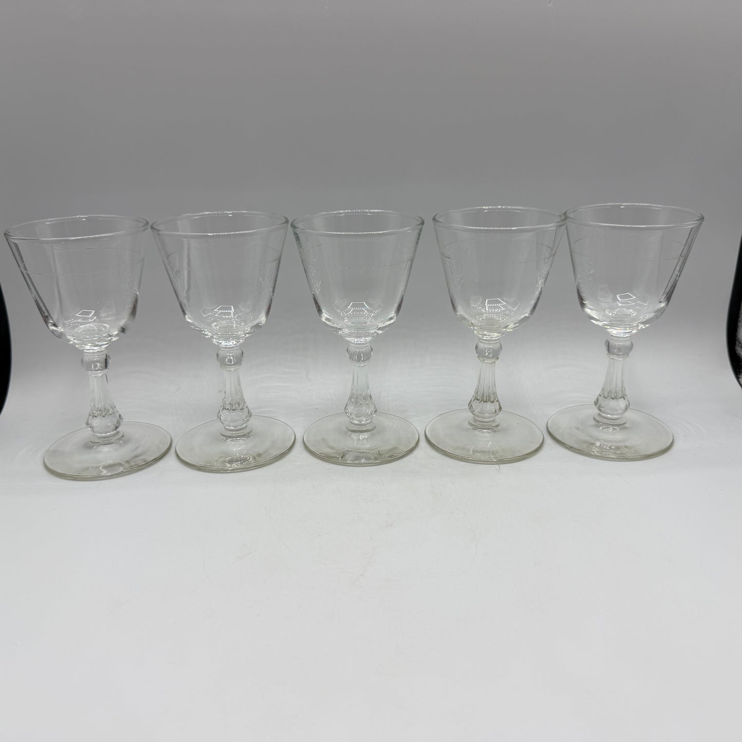 Libbey Colombian Clear Cocktail Glasses, Lined , Set of 5