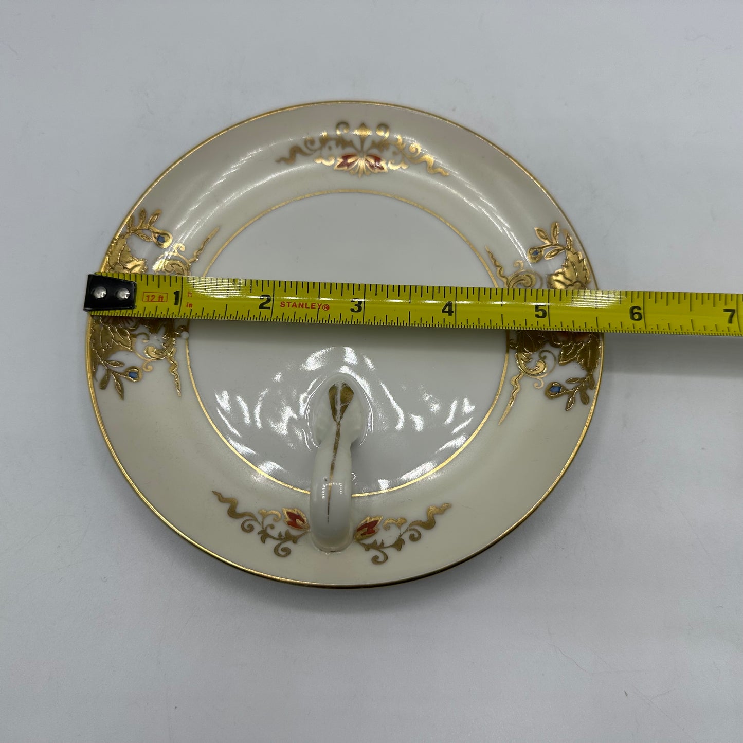 Noritake Handled Lemon Plate, Handpainted Gold Moriage