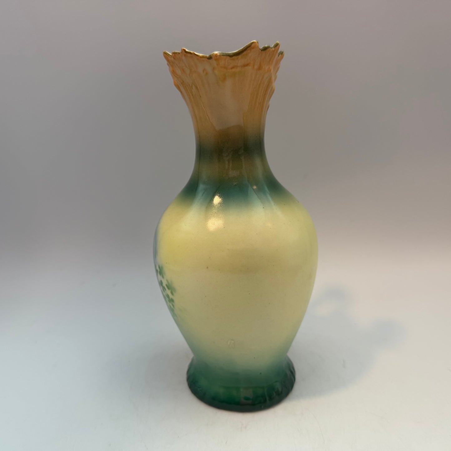 Czechoslovakia Green Pottery Pitcher 7.5", Cupid