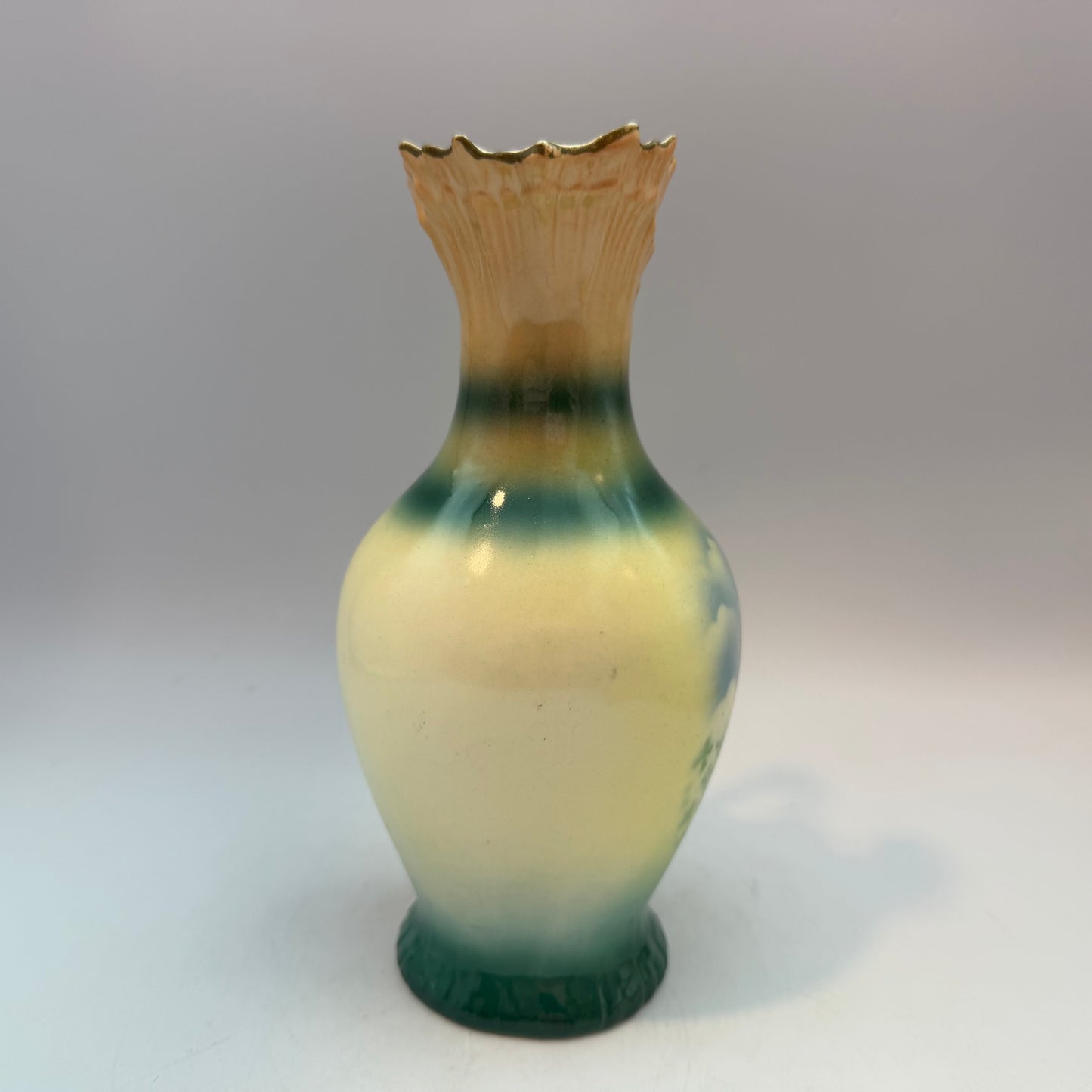 Czechoslovakia Green Pottery Pitcher 7.5", Couple